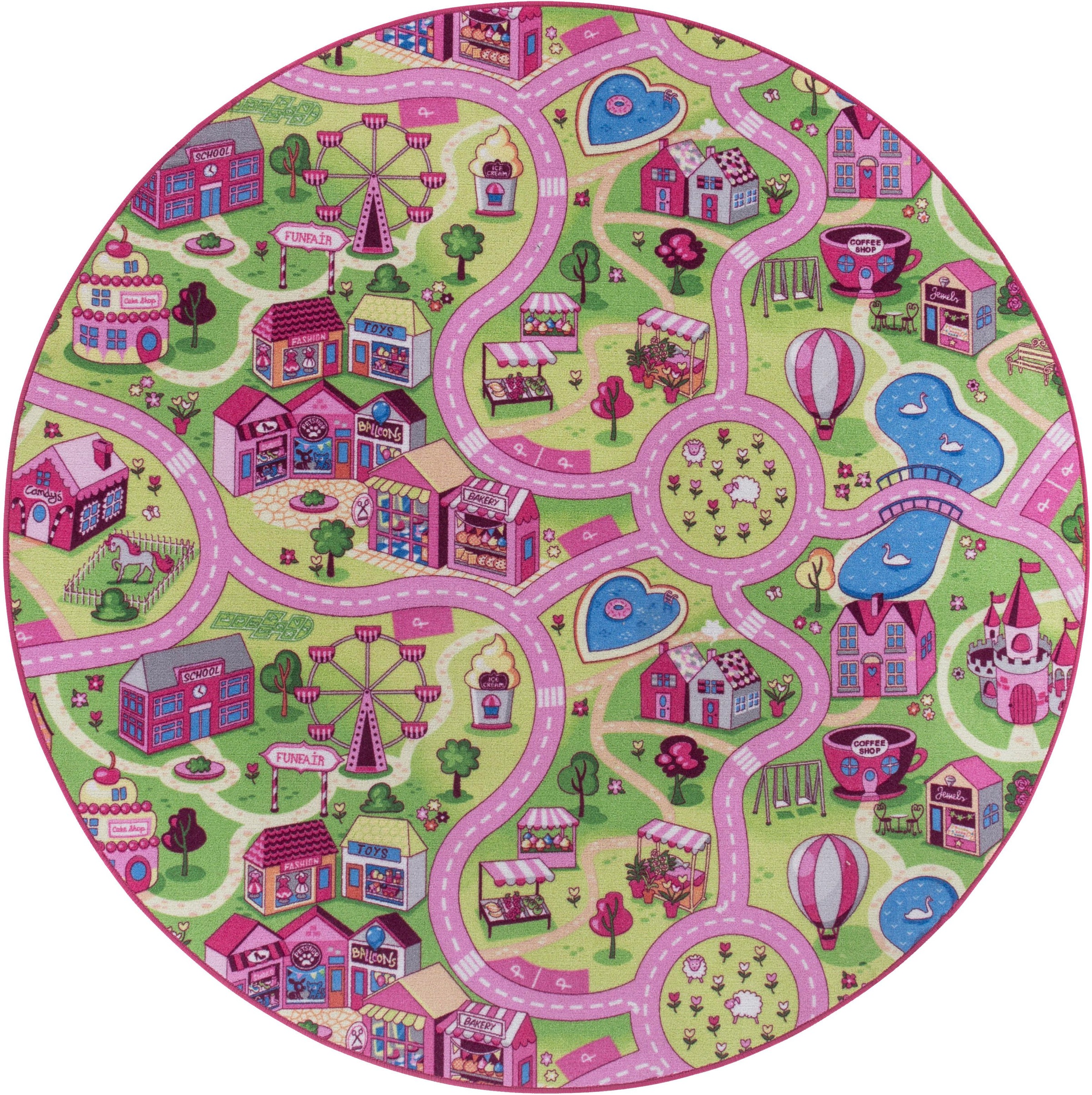 Image of Andiamo Kinderteppich »Sweet Village«, rund, 7 mm Höhe, Strassen-Spiel-Teppich, Strassenbreite: 6,0 cm, Kinderzimmer bei Ackermann Versand Schweiz