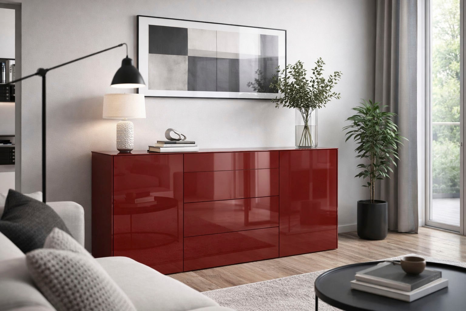 Image of Mäusbacher Kommode Kommode BHT 179/89/42 cm, Push to open, Front+Oberplatte=Glas