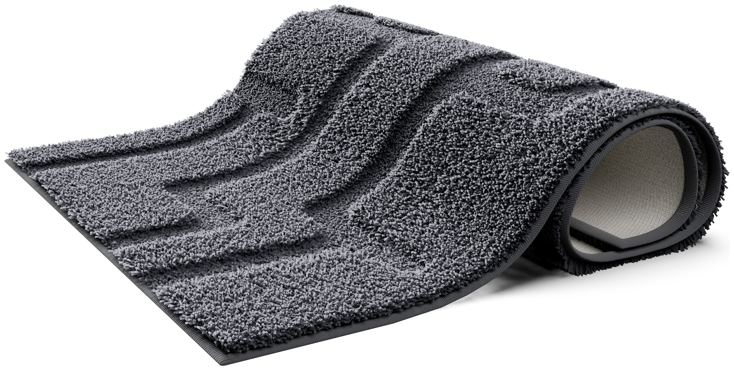 Grund Badematte »Riana, Badvorleger, Badezimmer Teppich, sehr weich«, rutschhemmend beschichtet, schnell trocknend, Modernes Design mit Linien in Hoch-Tief-Struktur, Made in Europe