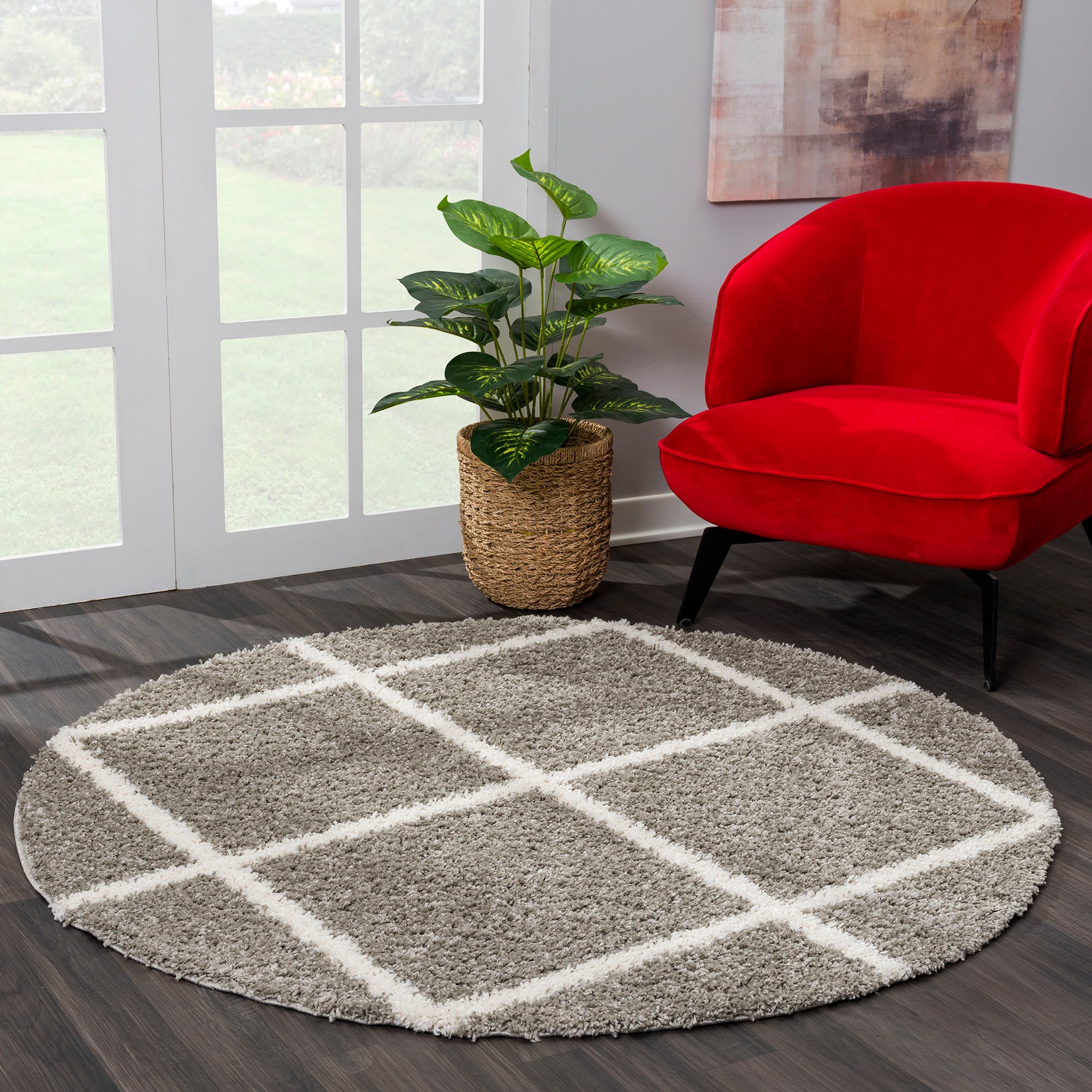Image of Sanat Hochflor-Teppich "Madrid 1, auch in Rund erhältlich" rund 30 mm Höhe Wohnzimmer, Langflor, Shaggy Teppich