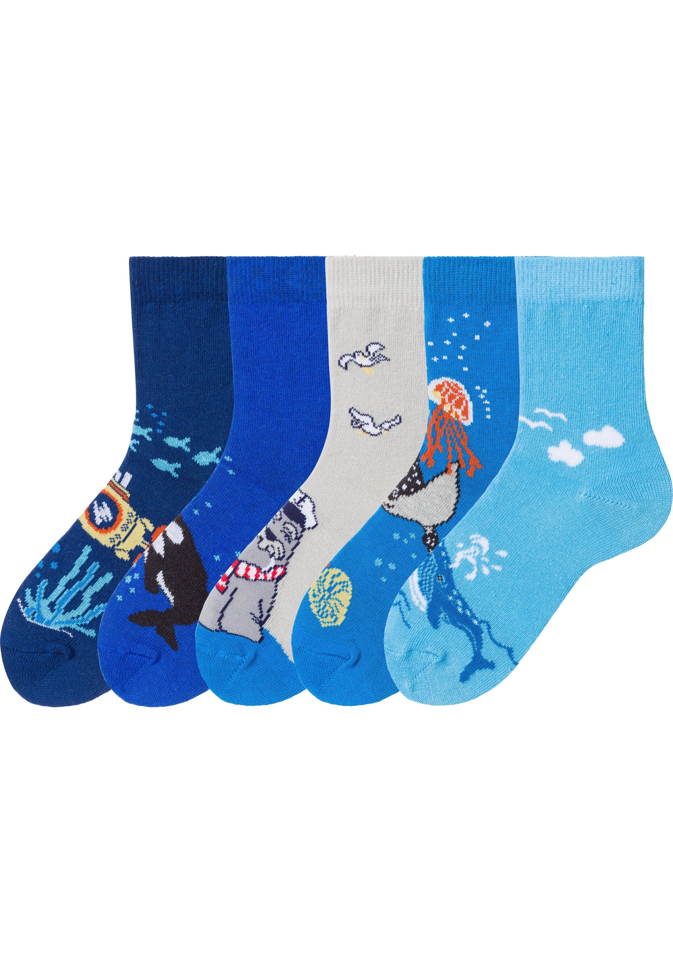 Image of H.I.S Socken Packung, 5 Stk. tlg. mit Meeresmotiven