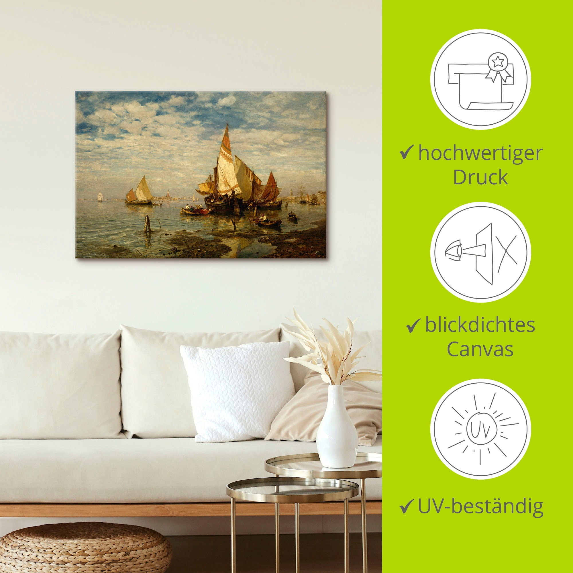 Artland Tableau sur toile »In der Lagune bei Venedig« 1 cuis tlg. auf Holzrahmen gespannt