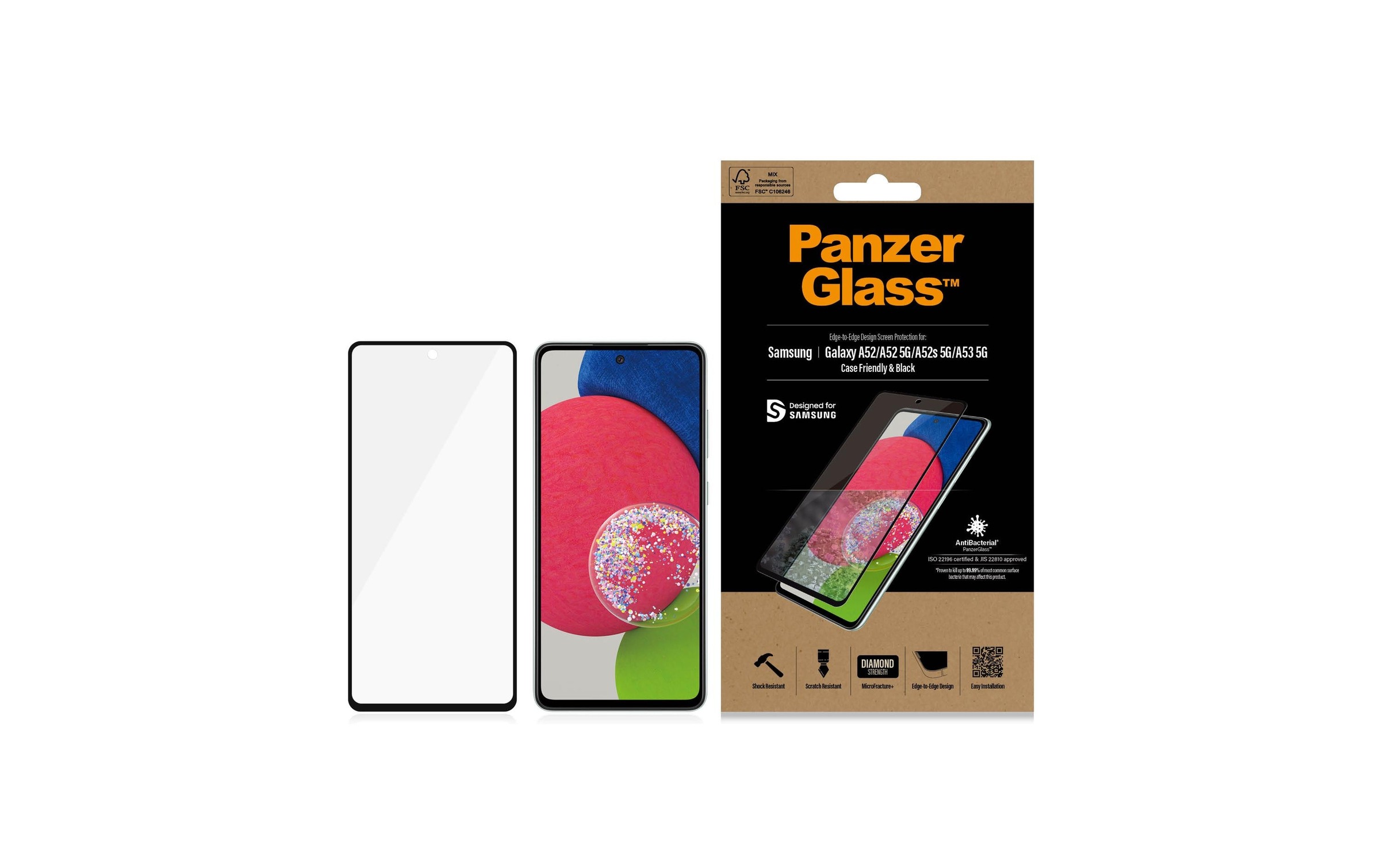 PanzerGlass Schutzfolie »Friendly Galaxy A5«, (1 St.), Mit Rahmen