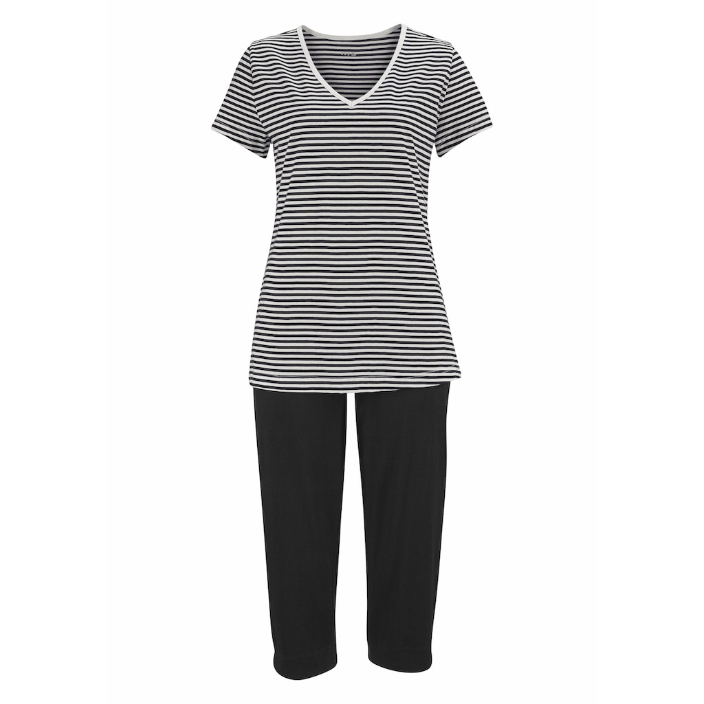 H.I.S Capri-Pyjama, mit geringeltem T-Shirt und legerer Hose
