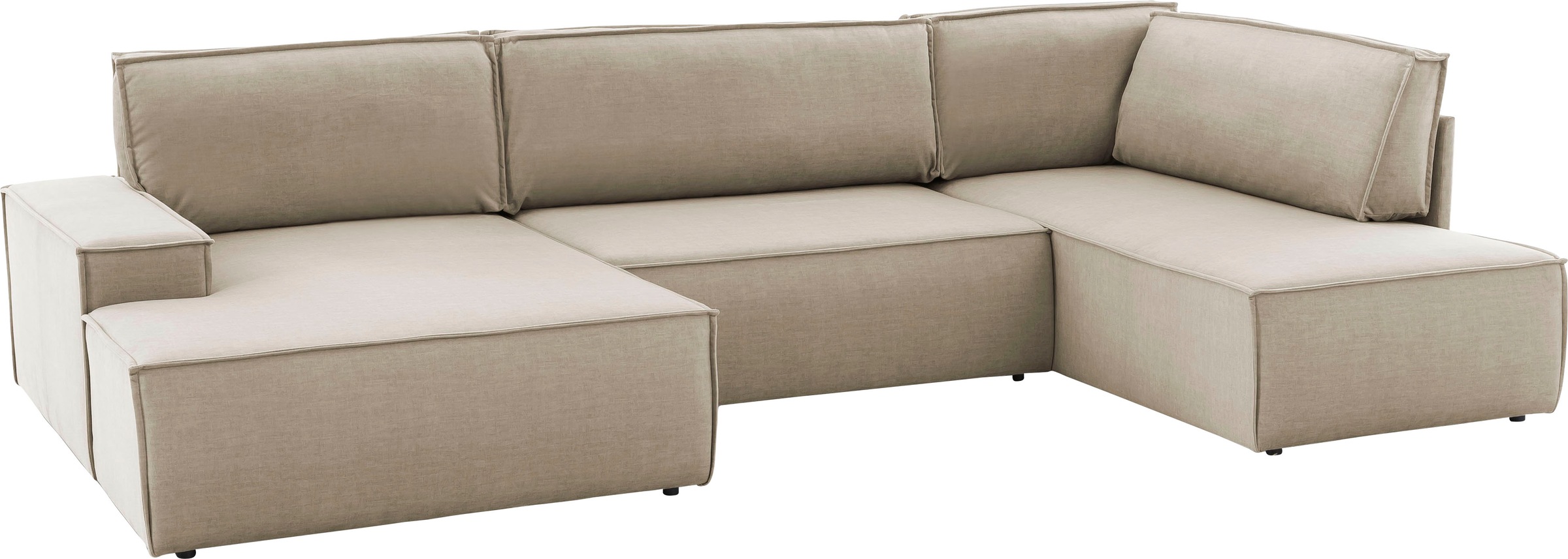 Home affaire Wohnlandschaft »SHERWOOD 329 cm, U-Form, Schlafsofa,«, Schlaffunktion m. Bettkasten (194x139 cm), Cord, Vintage, Samtvelours