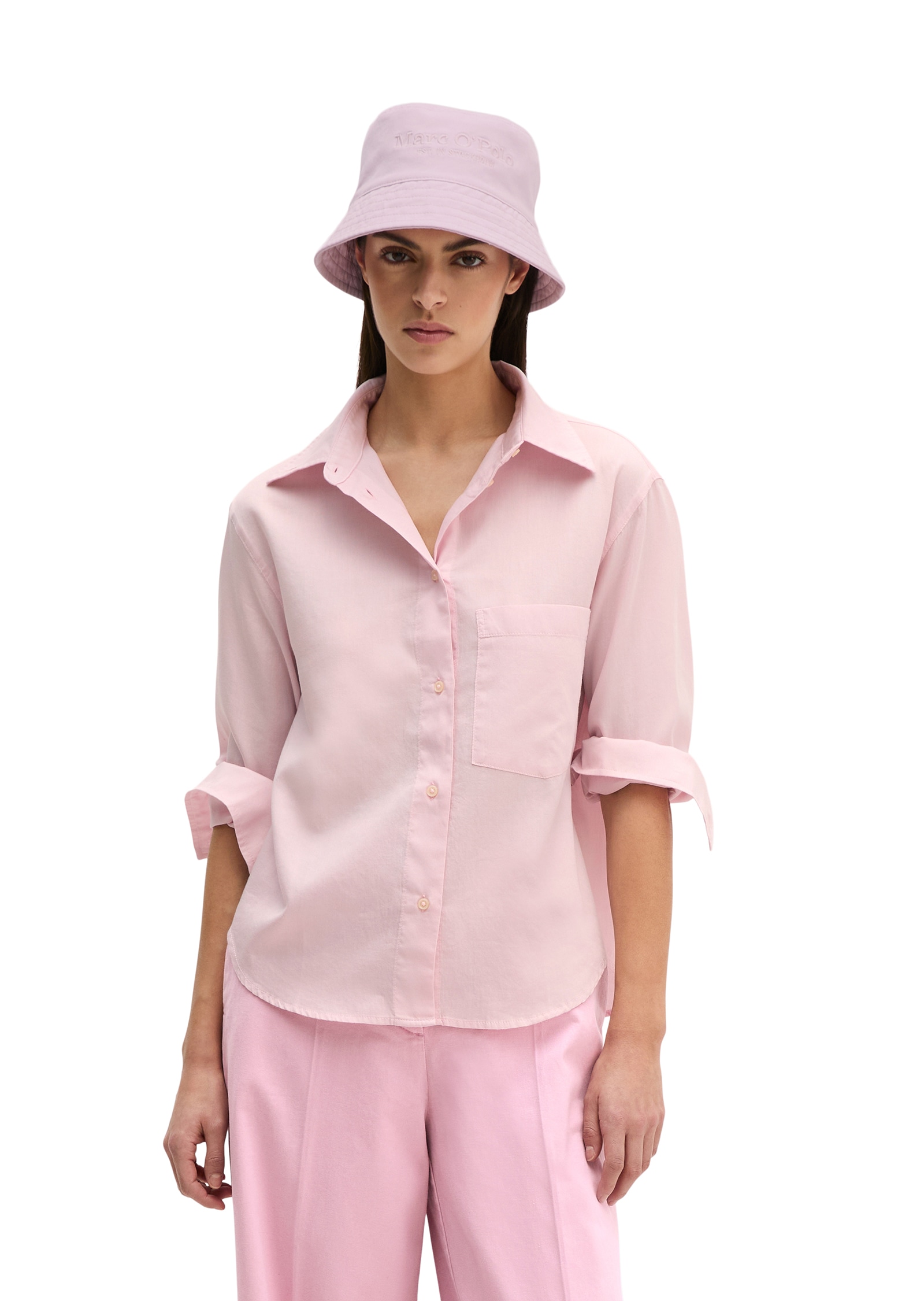 Image of Marc OPolo Langarmbluse relaxed fit cropped aus Baumwoll-Satin