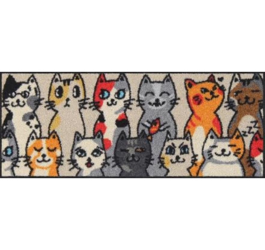 Image of Salonloewe Fussmatte "Kitty People 50 x 75 cm" Waschbare Schmutzfangmatte mit Katzen-Motiv