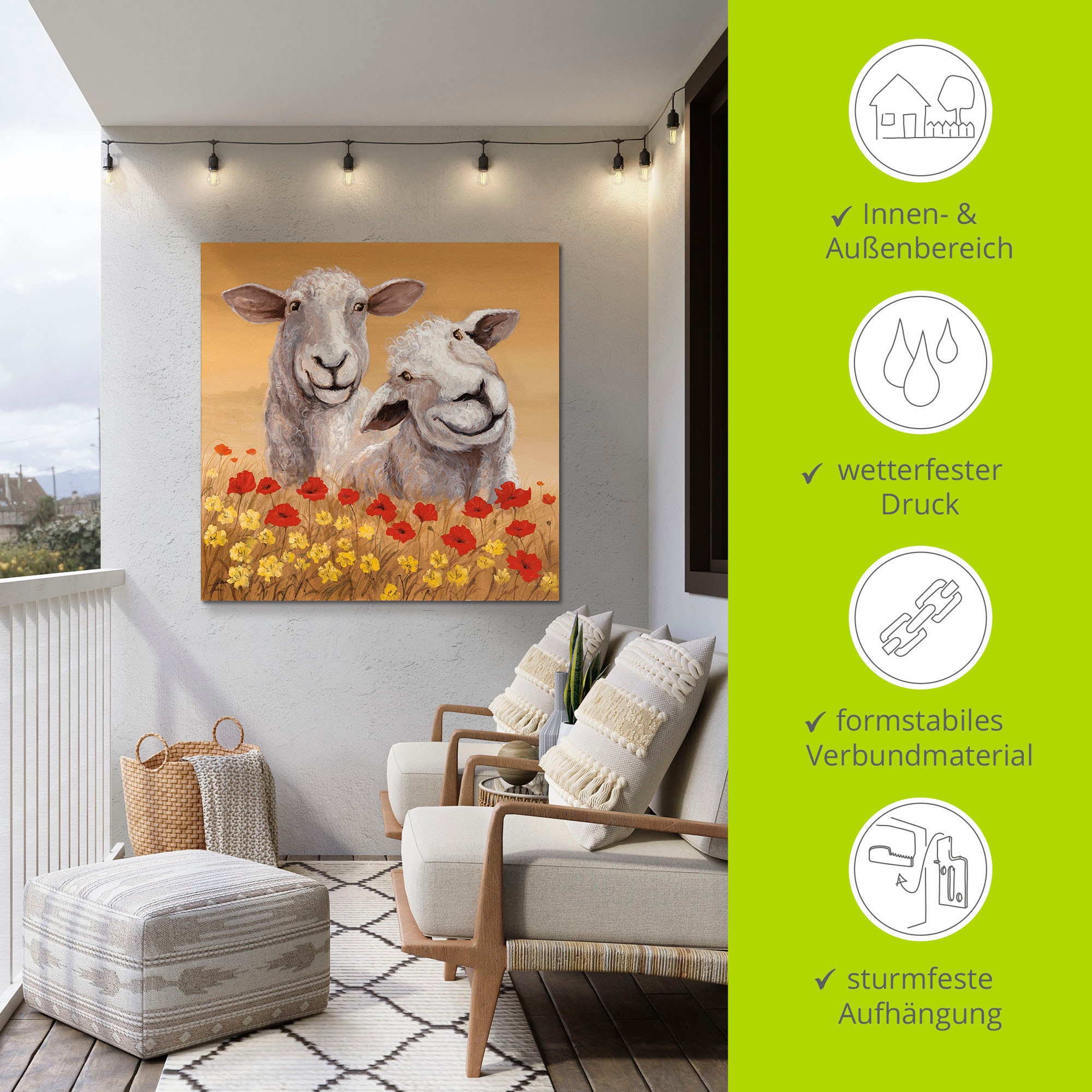 Artland Wandbild »Schafe«, Haustiere, (1 St.), als Alubild, Outdoorbild, Leinwandbild, Poster in verschied. Grössen