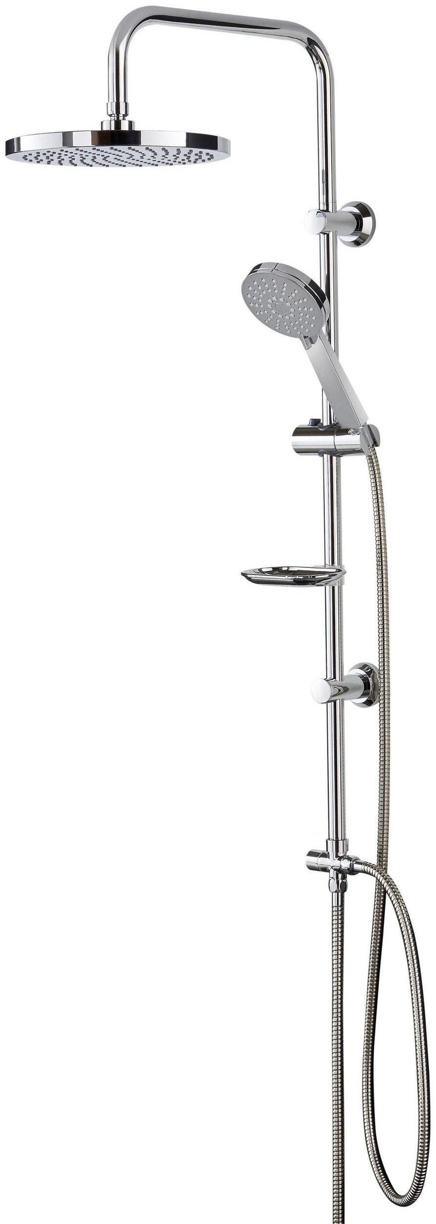Image of welltime Stangenbrause-Set "Lina" Überkopfbrause mit Seifenablage, Überkopfbrause mit 20cm Kantenlänge