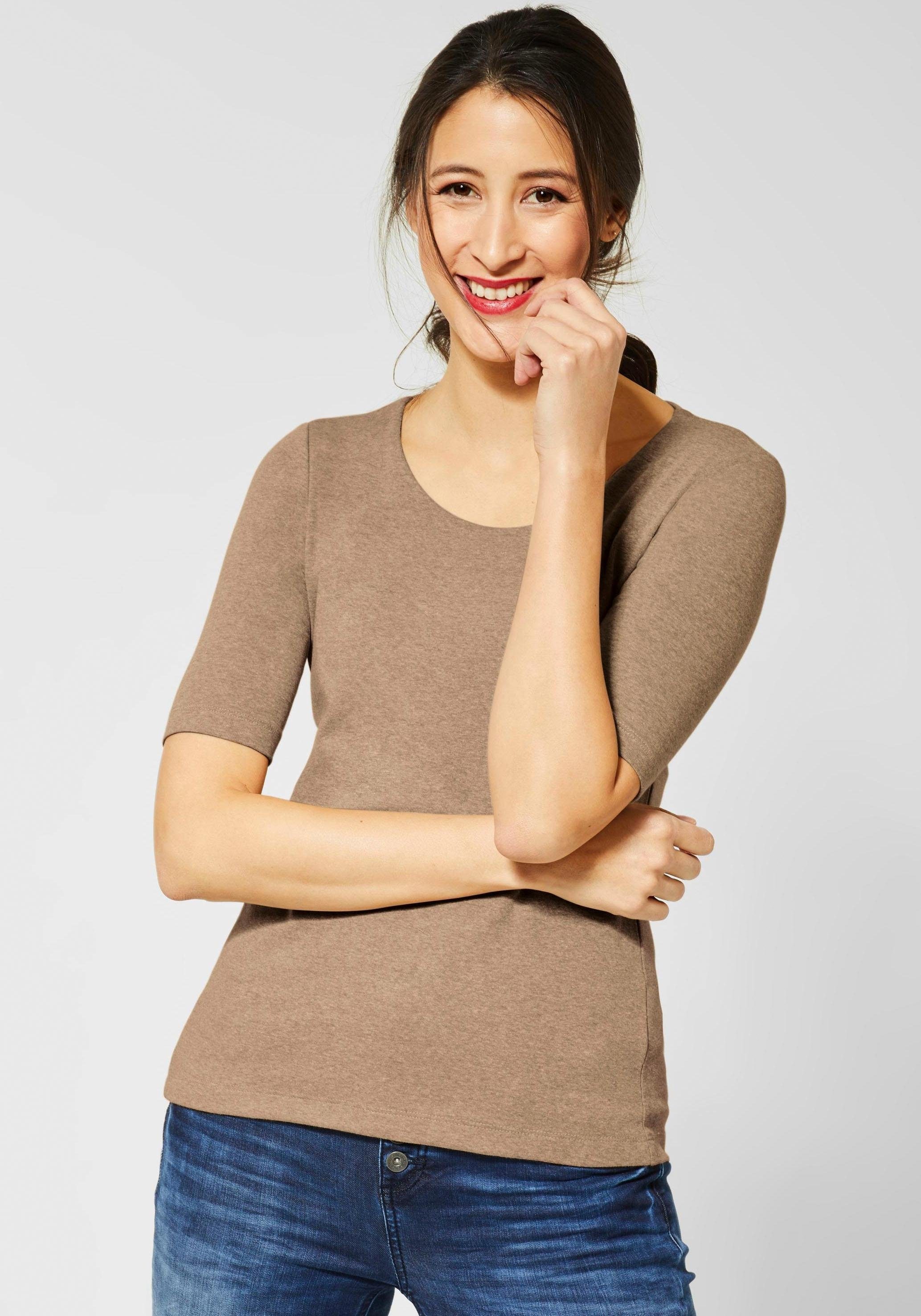 Image of STREET ONE Rundhalsshirt »Pania Ripp«, Basic-Shirt mit Halbarm bei Ackermann Versand Schweiz