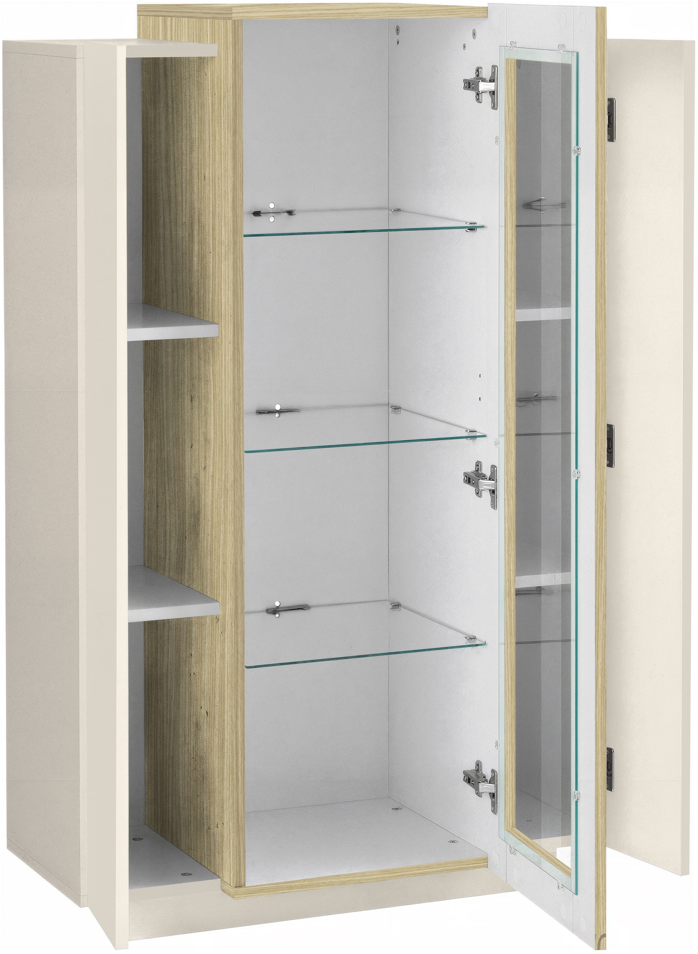 Home affaire Vitrines »Coro, Vitrine, Glasvitrine, Vitrinenschrank, Stauraumvitrine« 3 Türen davon 1 Glastür, 9 Fächer, Doppeltiefe,  Höhe 120,5cm