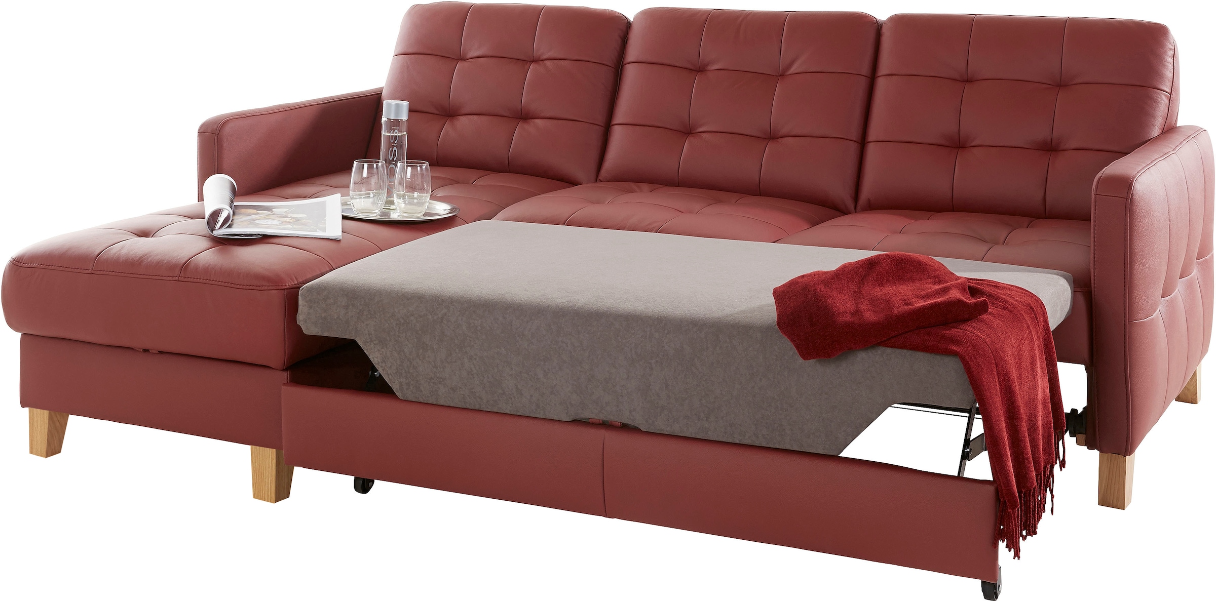 exxpo - sofa fashion Ecksofa »Elio, kompakt und komfortabel, bequem und zeitloses Design, L-Form«, wahlweise mit Bettfunktion