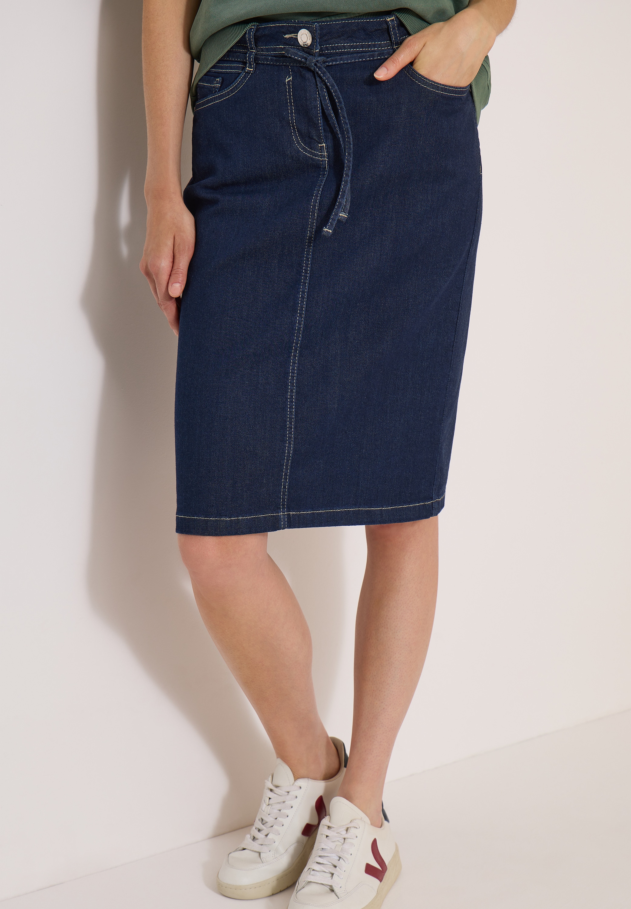 Image of Cecil Jeansrock Knielanger Denimrock mit Gürteldetail
