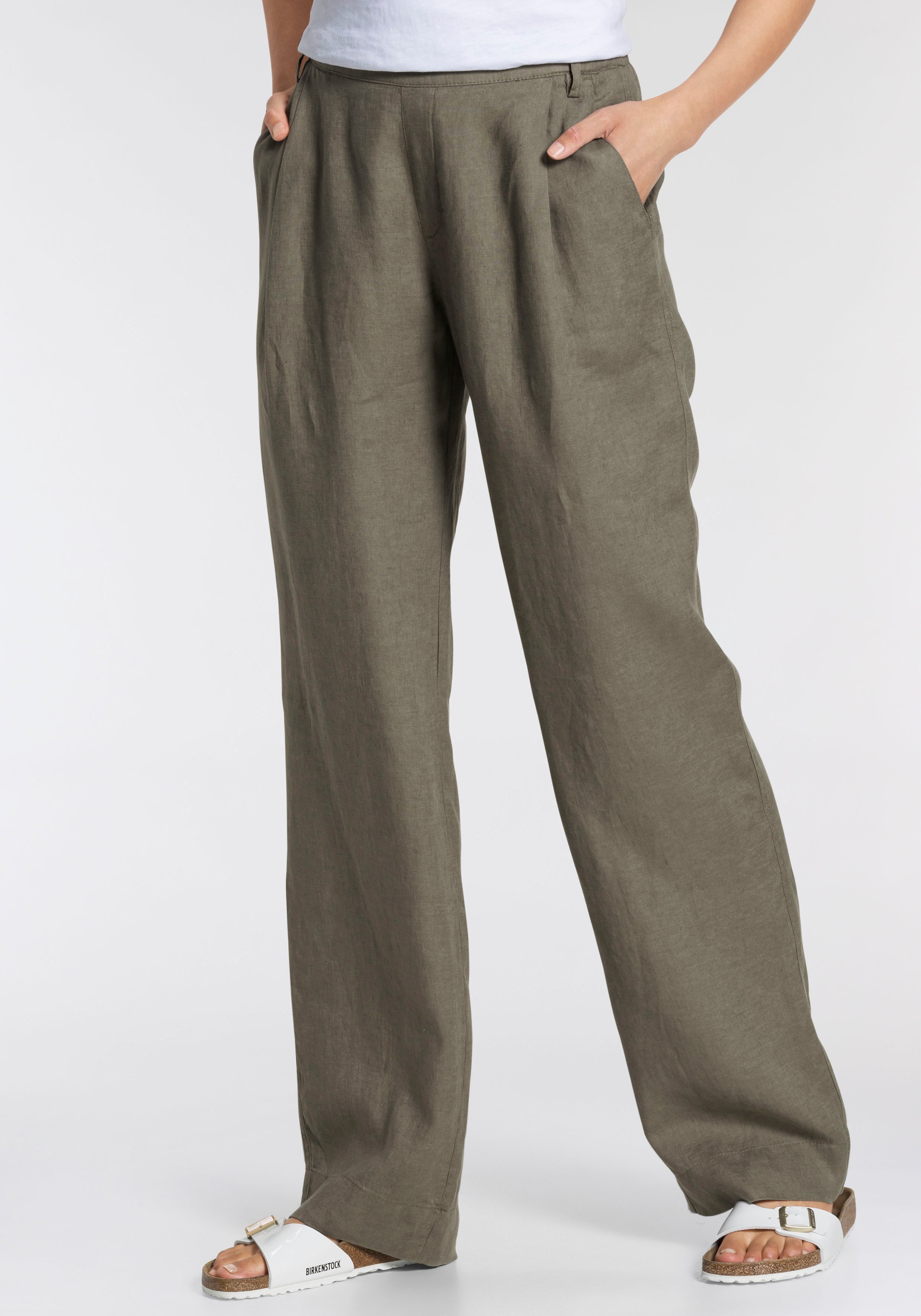 Image of MAC Leinenhose »Chiara-Pleat«, Unkomplizierte Schlupf-Form bei Ackermann Versand Schweiz