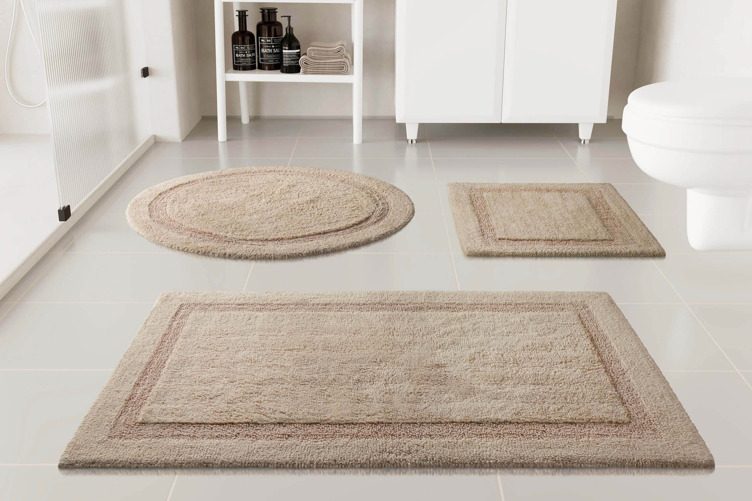 GOODproduct Badematte »Meellor« Höhe 20 mm Badteppich, getuftet, modern, Uni, antirutsch, flauschig, Baumwolle