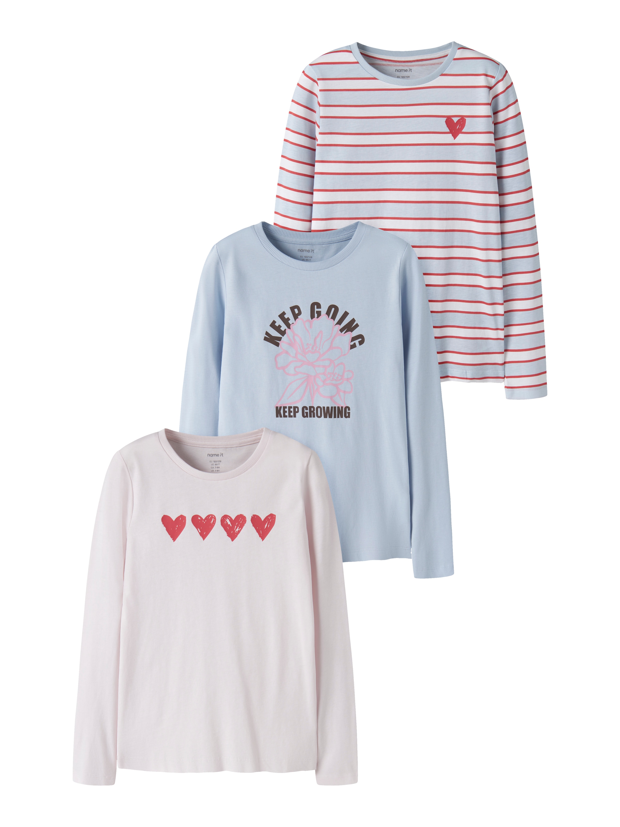 Image of Name It Langarmshirt "NKFNIANA 3P LS TOP" Packung, 3 Baumwolle, regular fit