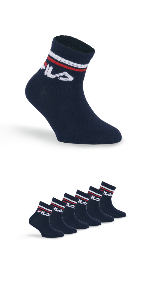 Fila Chaussettes courtes »JUNIOR UNISEX QUARTER PLAIN SOCKS« 6 cuis tlg. mit eingestricktem Logo im Bündchen, Kindersocken