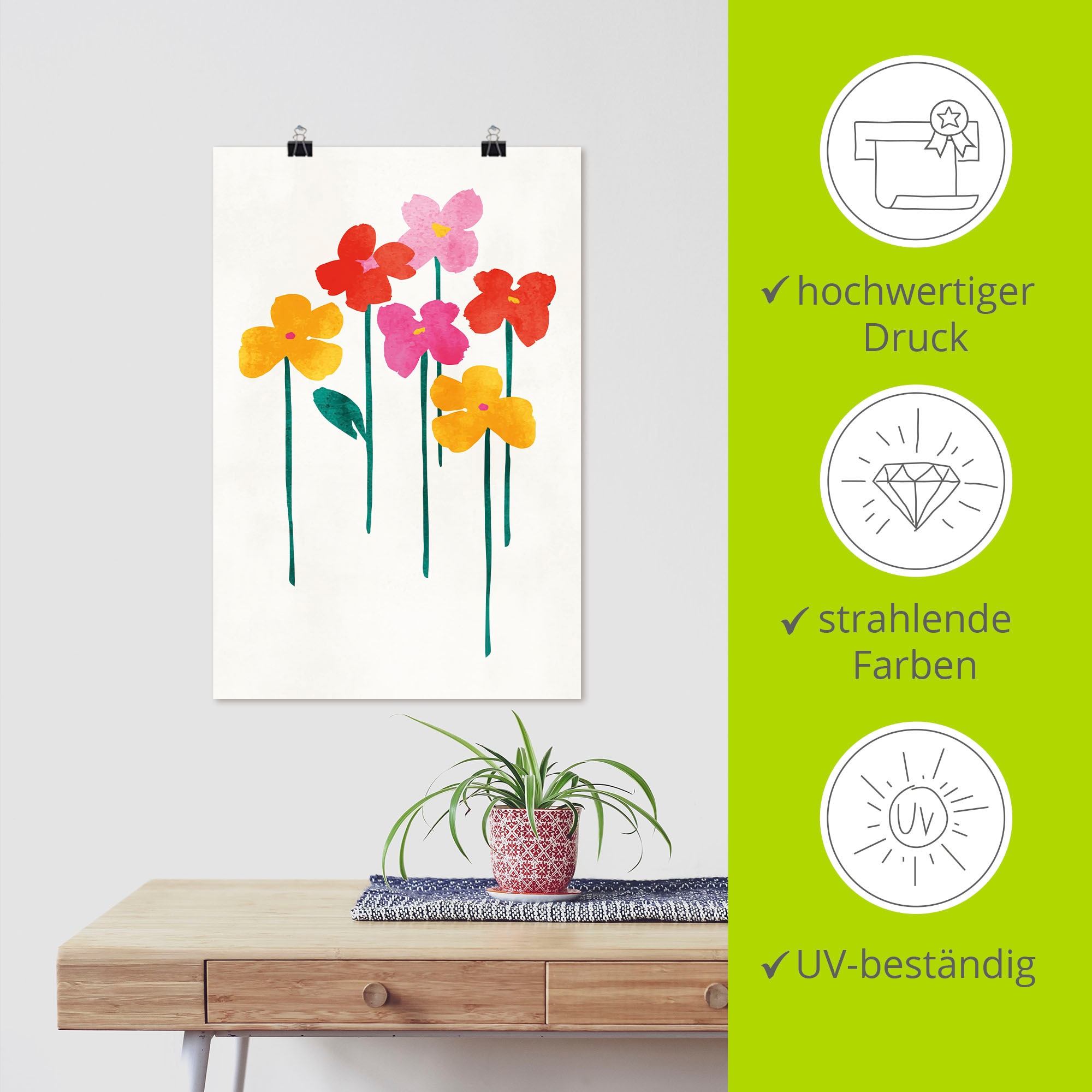 Artland Wandbild »Kleine glückliche Blumen«, Blumenbilder, (1 St.), als Leinwandbild, Poster in verschied. Grössen