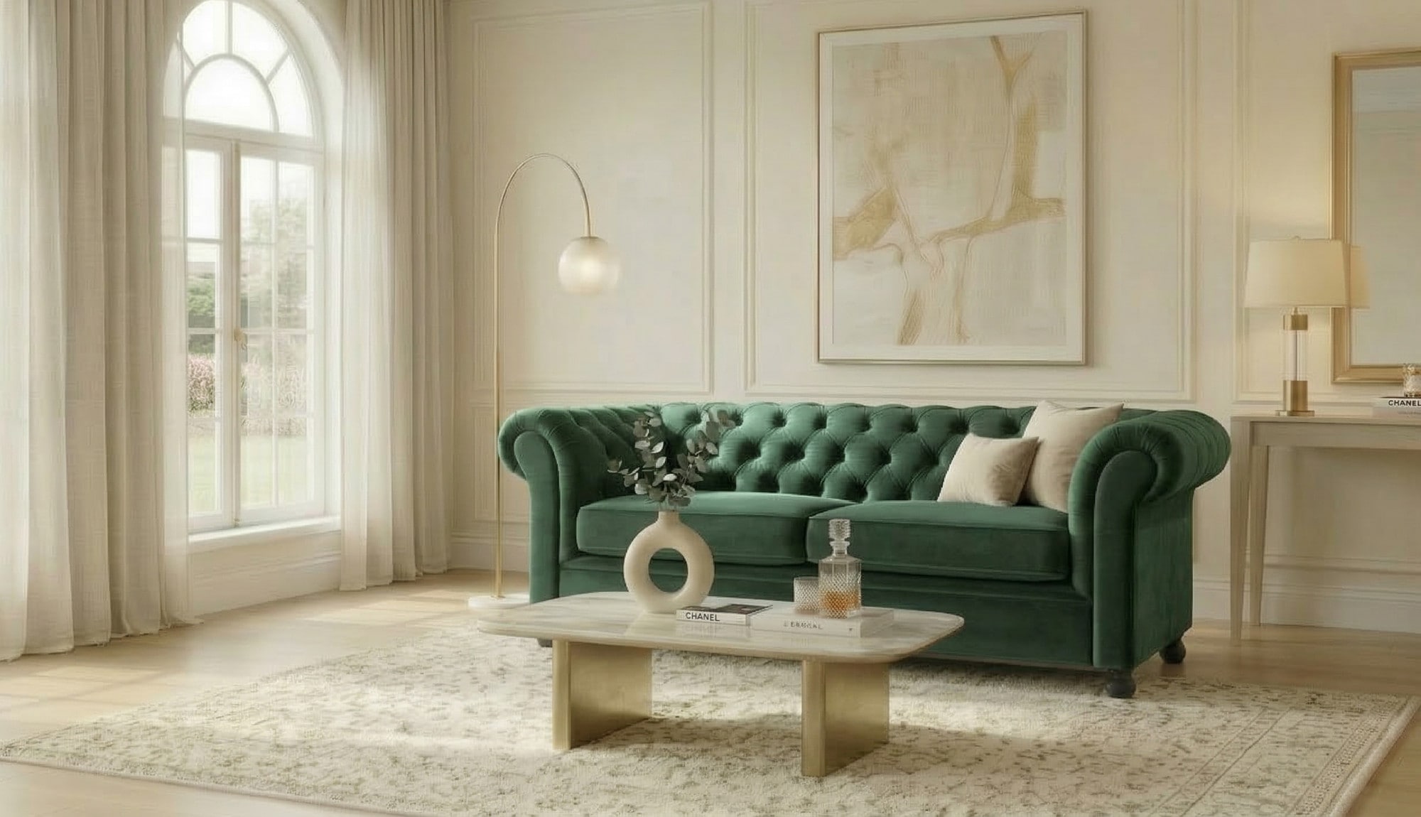Home affaire 3-places »BRONNOY Chesterfield Sofa mit aufwendiger Knopfheftung, Breite 193 cm« Sofa mit geschwungenen Armlehnen, Chesterfield-Optik, Glamour