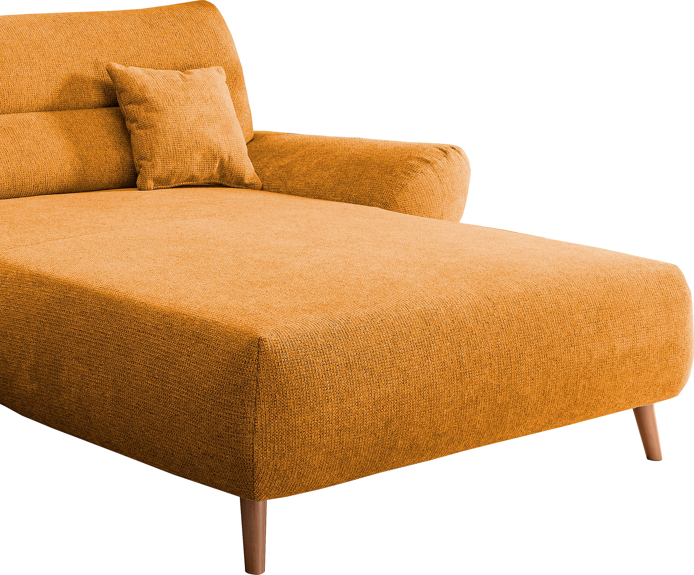 INOSIGN Ecksofa »Drago, elegant und zeitlos, komfortabel, Holzfuss, L-Form«, frei im Raum stellbar, inkl. 2 Zierkissen