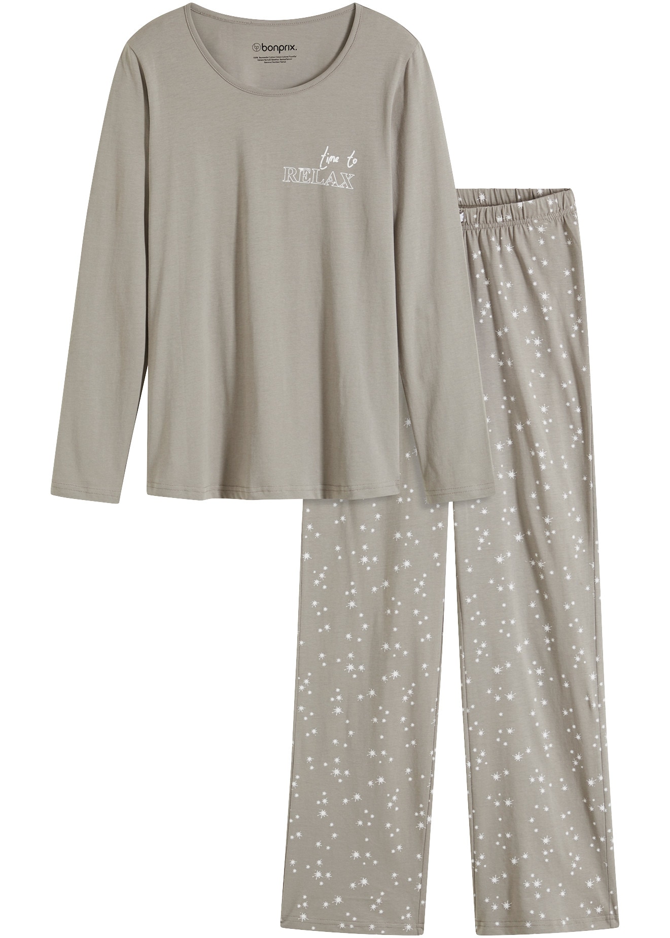 bonprix Pyjama Set,  für Erwachsene, aus Baumwolle, mit elastischem Hosenbund