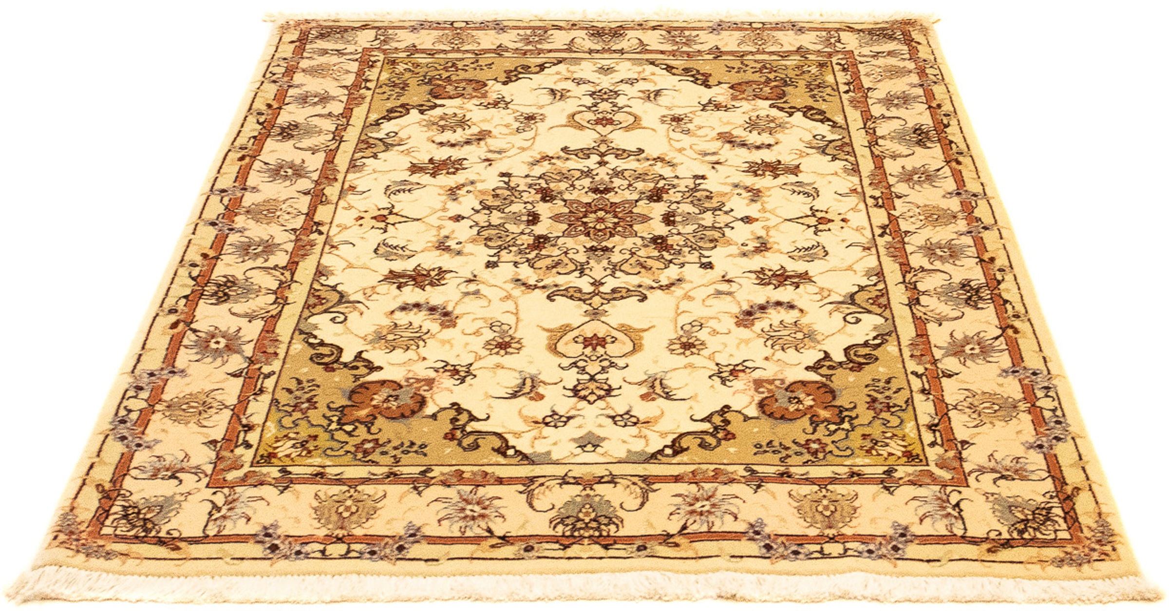 Image of morgenland Orientteppich »Perser - Täbriz - Royal - 141 x 103 cm - beige«, rechteckig, 7 mm Höhe, Wohnzimmer, Handgeknüpft, Einzelstück mit Zertifikat bei Ackermann Versand Schweiz