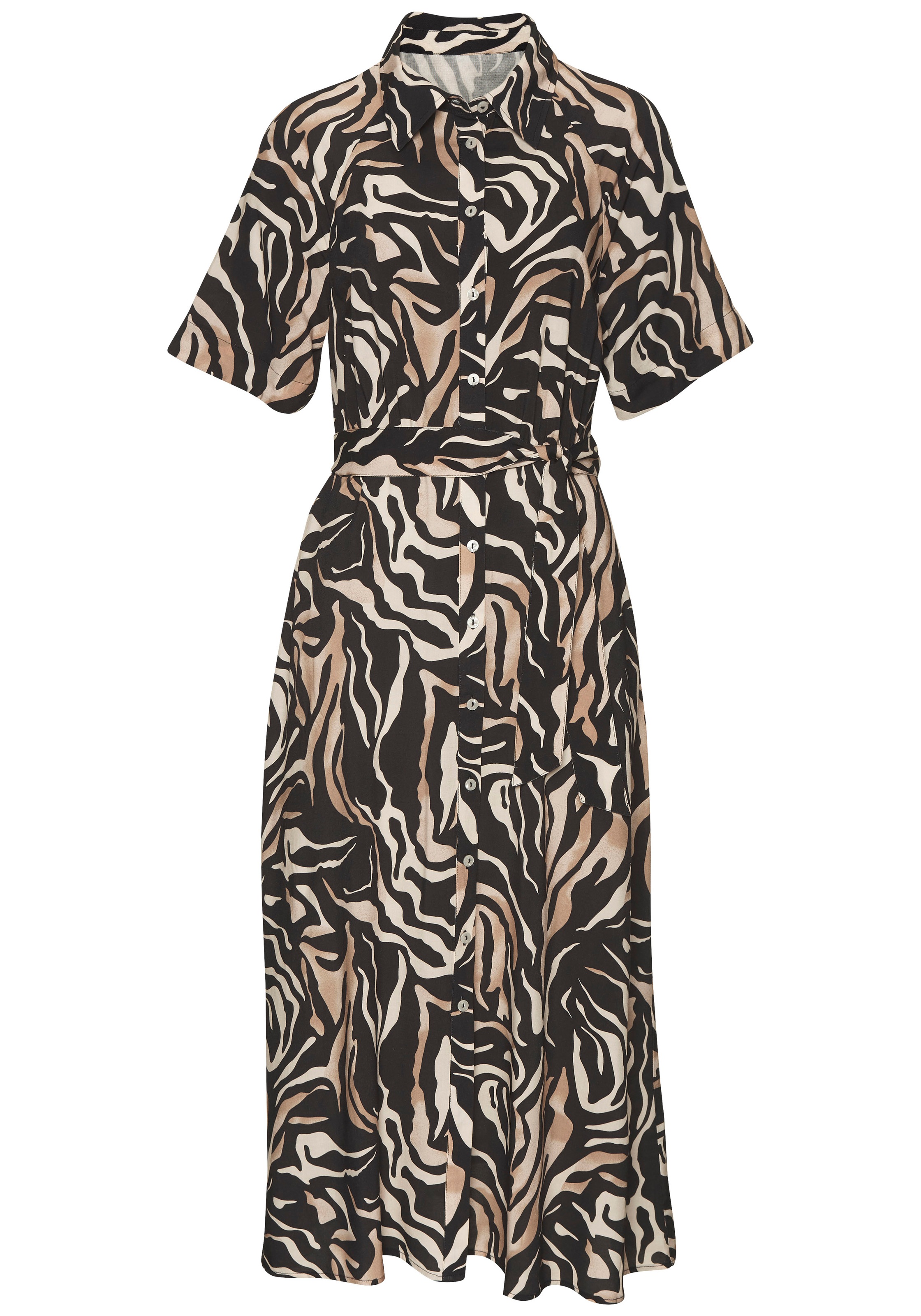 Vivance Hemdblusenkleid "mit klassischem Blusenkragen aus leichter Webware mit Animaldruck" Ohne Taschen Sommerliches Viskosekleid, Animalkleid, Webkleid, casual