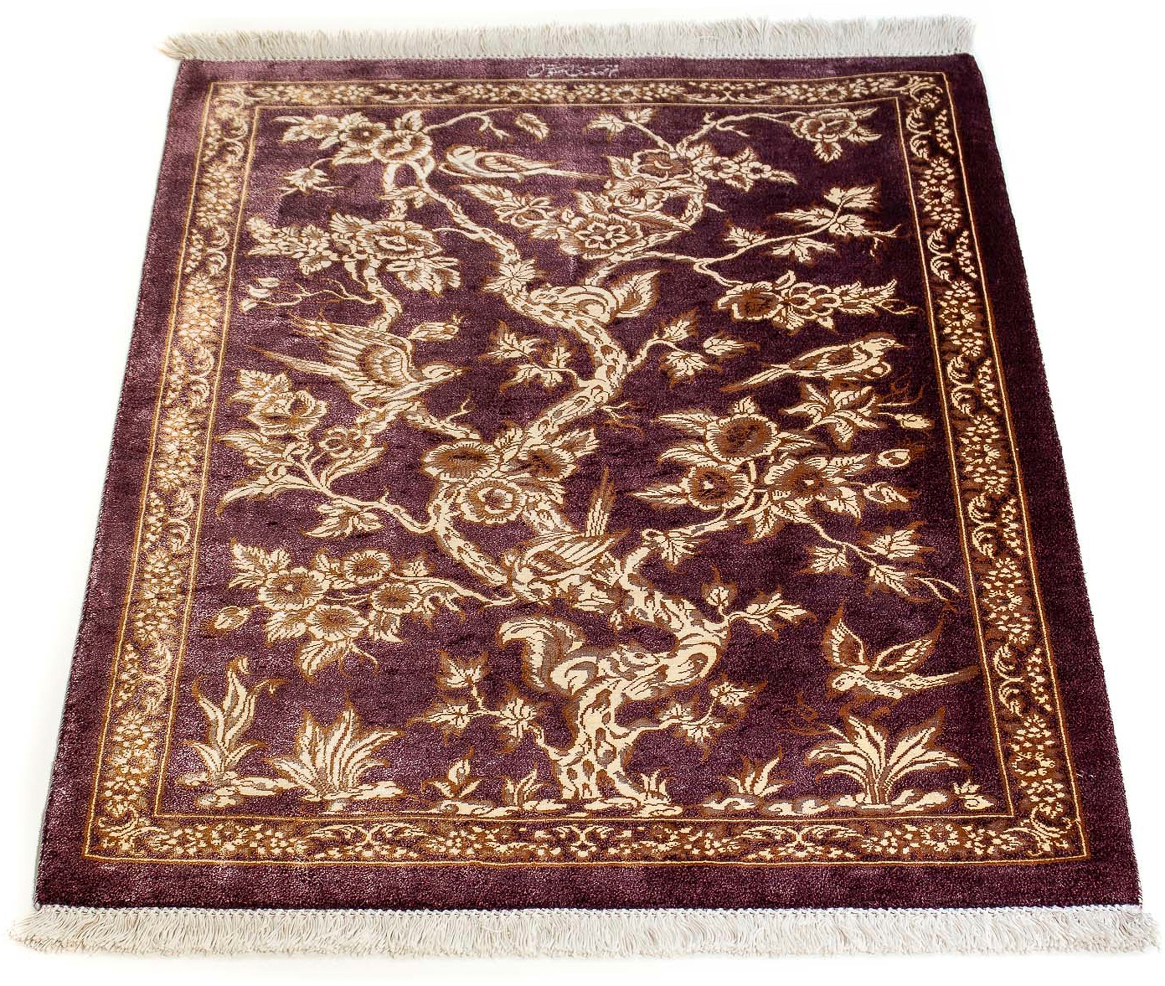 Image of morgenland Orientteppich »Perser - Ghom - 87 x 59 cm - lila«, rechteckig, 10 mm Höhe, Wohnzimmer, Handgeknüpft, Einzelstück mit Zertifikat bei Ackermann Versand Schweiz