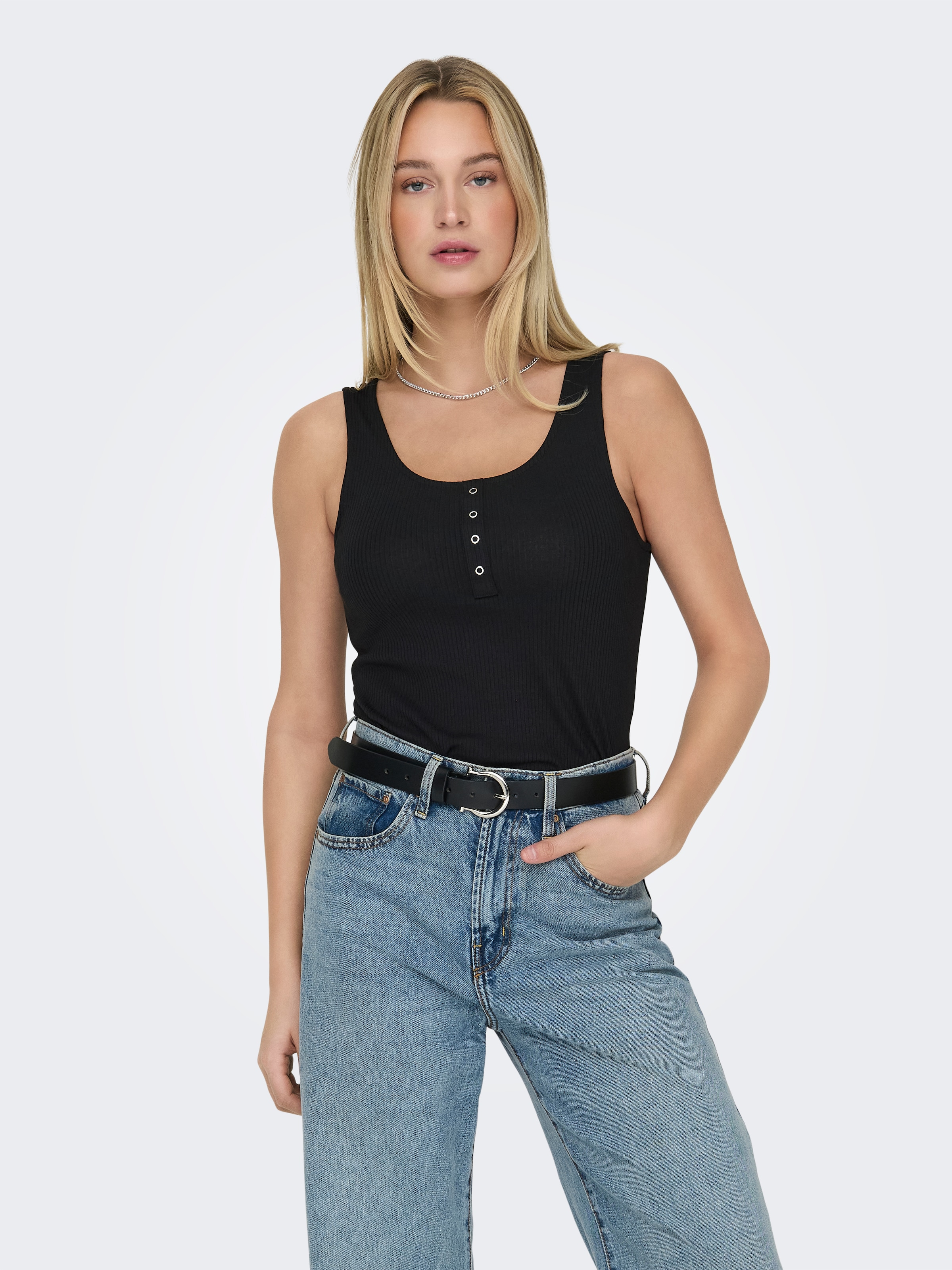 ONLY Débardeur à côtes »ONLSIMPLE LIFE S/L BUTTON TOP JRS CS 2PK« Packung, 2 cuis tlg.