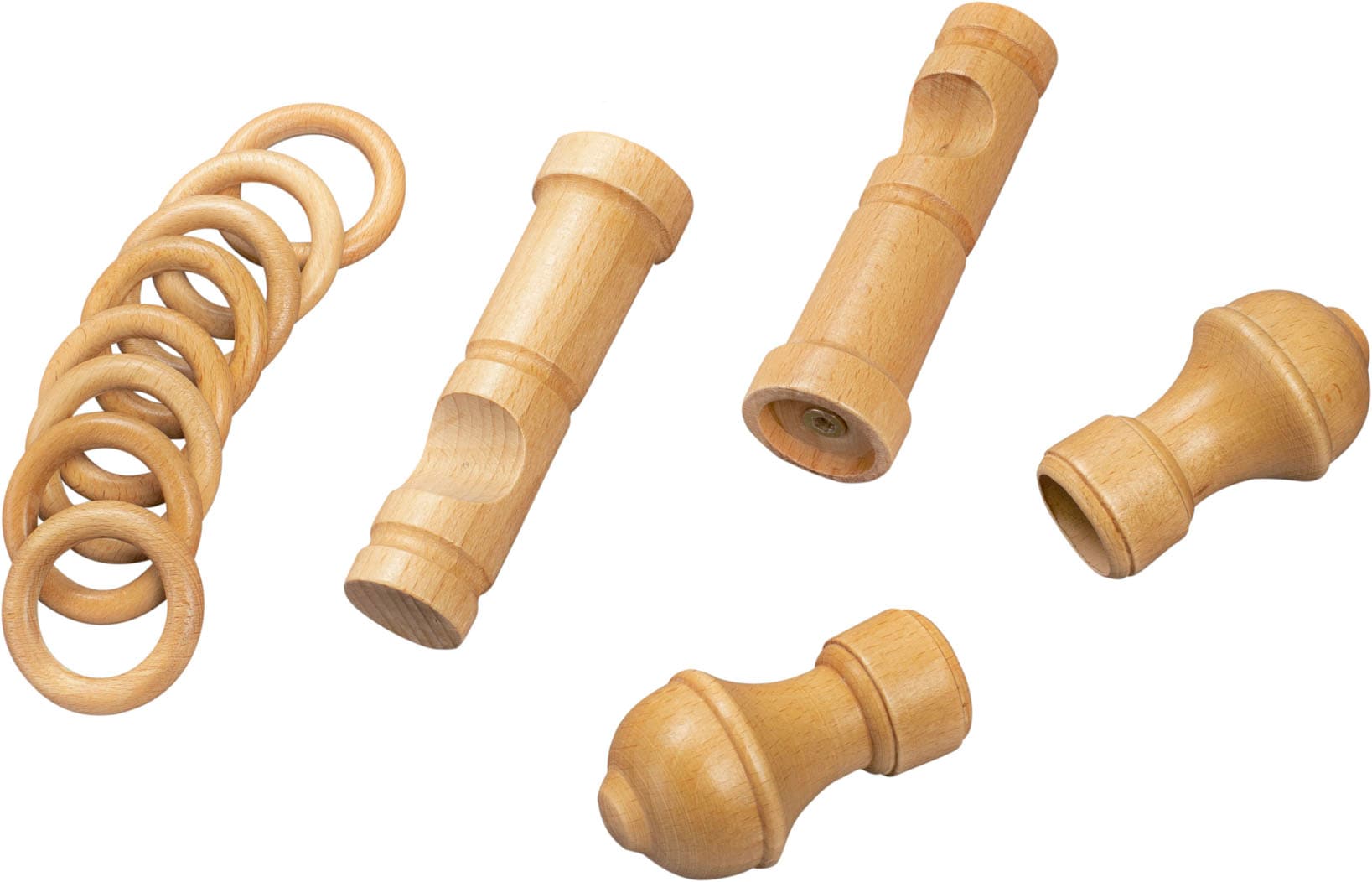 SN DECO GROUP Tringle à rideaux »Ares« 1 course-läufig Dimension fixe 28 mm, bois, différentes longueurs et couleurs, kit complet