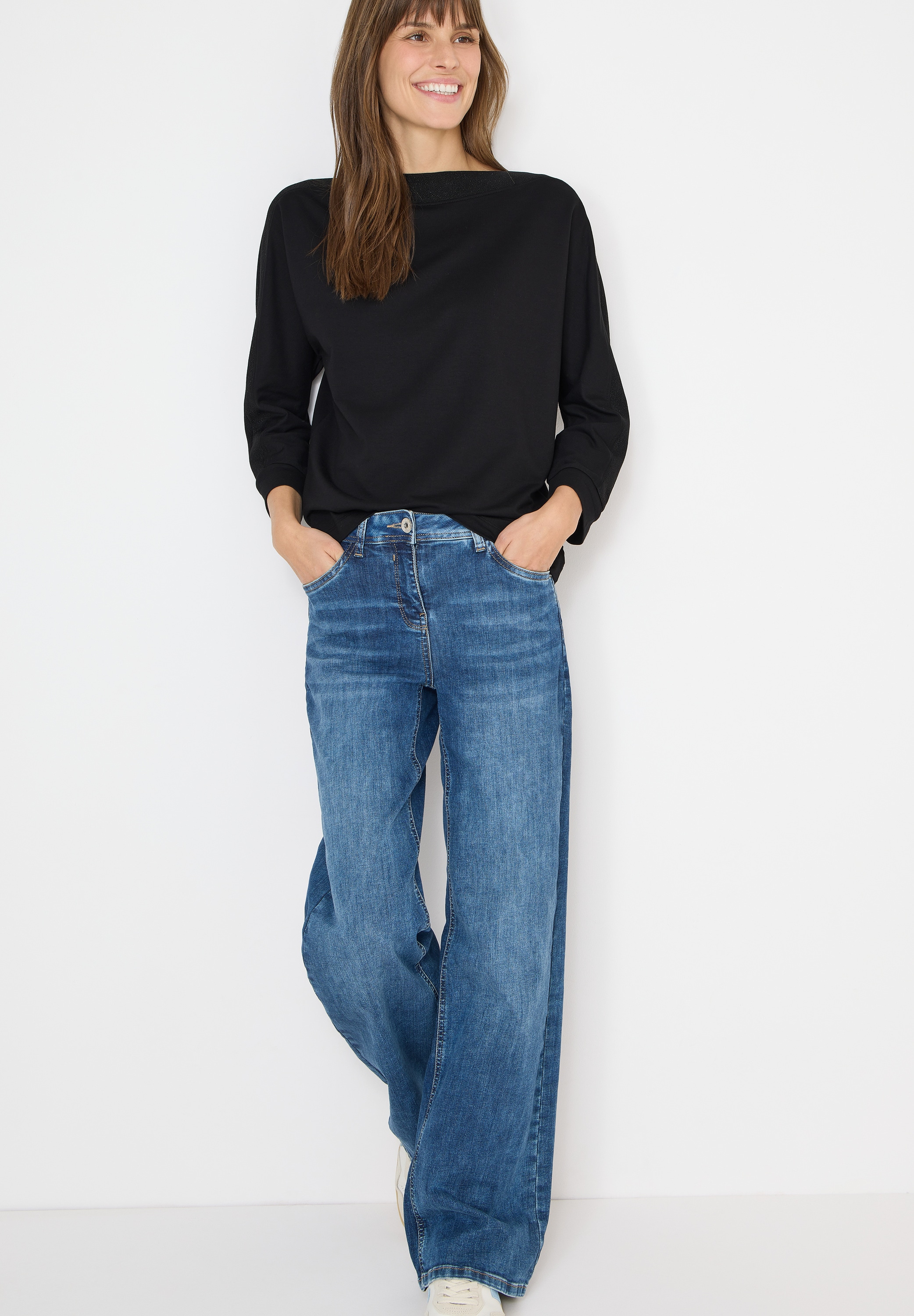 Cecil T-shirt chauve-souris mit Tape und 3/4 Ärmel