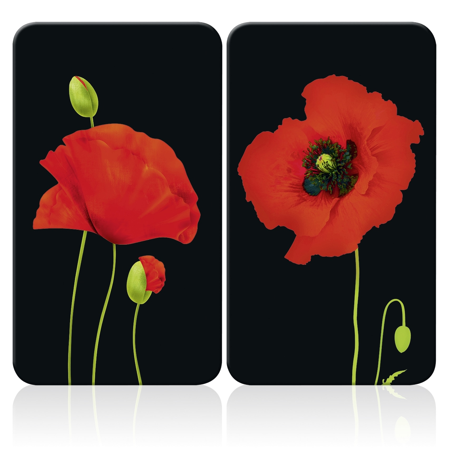 Maximex Herd-Abdeckplatte »Universal Modell Mohn«, (Set, 2 tlg.), Herdabdeckung für alle Herdarten, kratzfest, mit rutschfesten Füssen