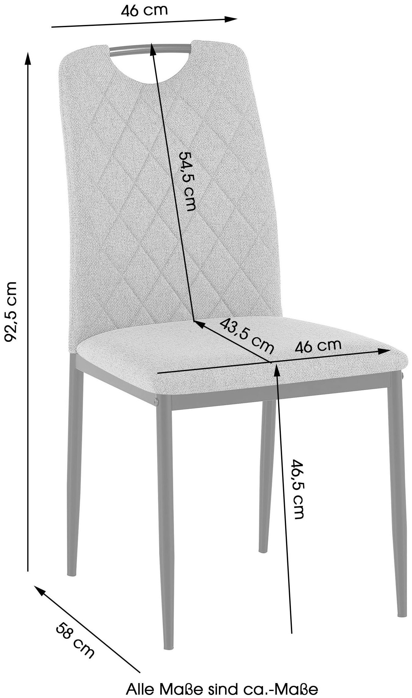 GOODproduct Esszimmerstuhl »Rom« (Set) 2 Stk.bequemer Stuhl mit hochwertigem Stoffbezug und Griff im Rücken