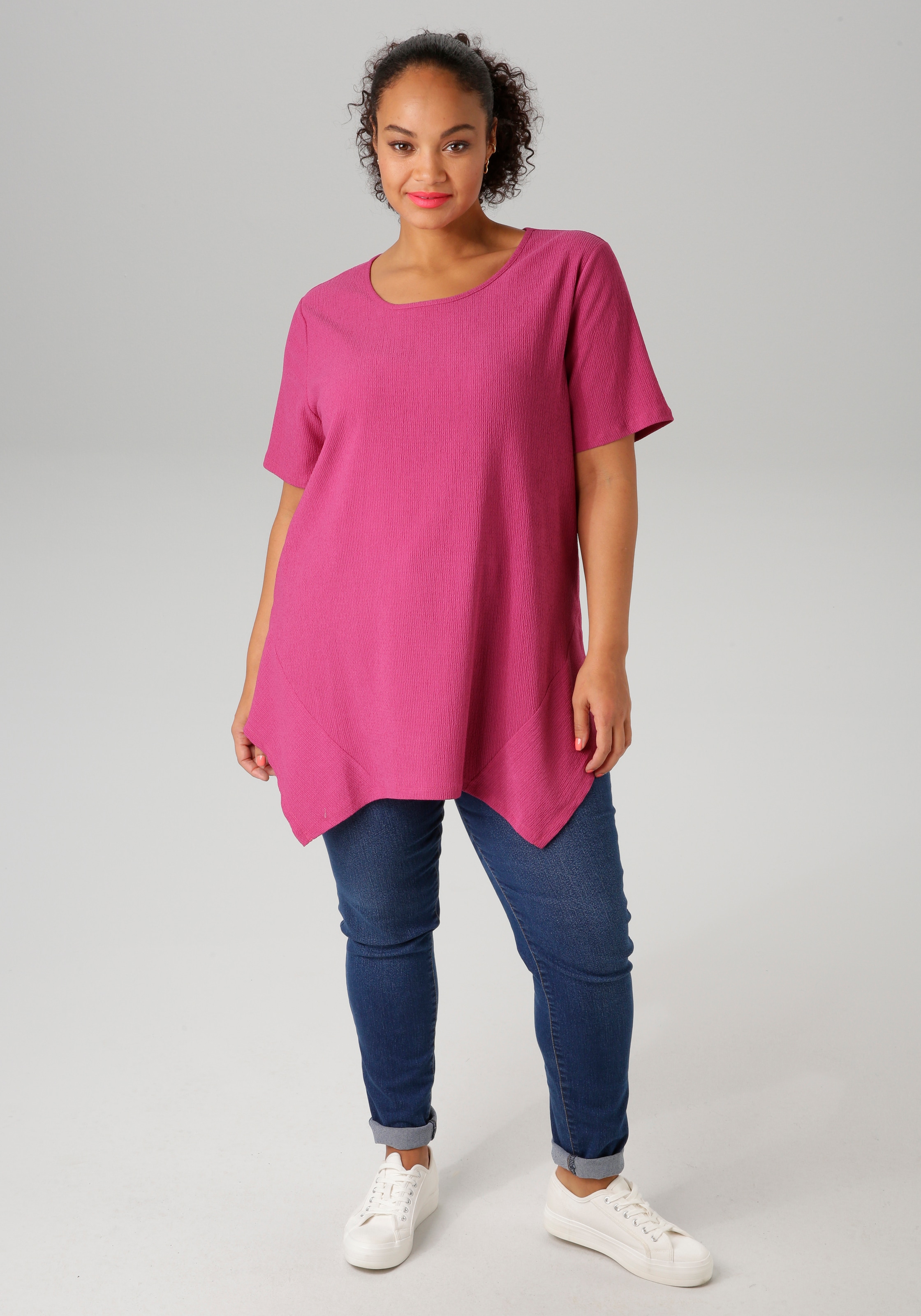 Aniston PLUS Blusenshirt, mit dezenter Streifenlook Struktur