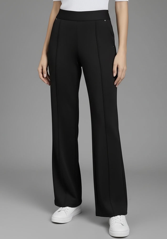 Image of Bruno Banani Jerseyhose in Anzug-Optik, moderner Wideleg-Shape, geprägtes Logo-Bündchen