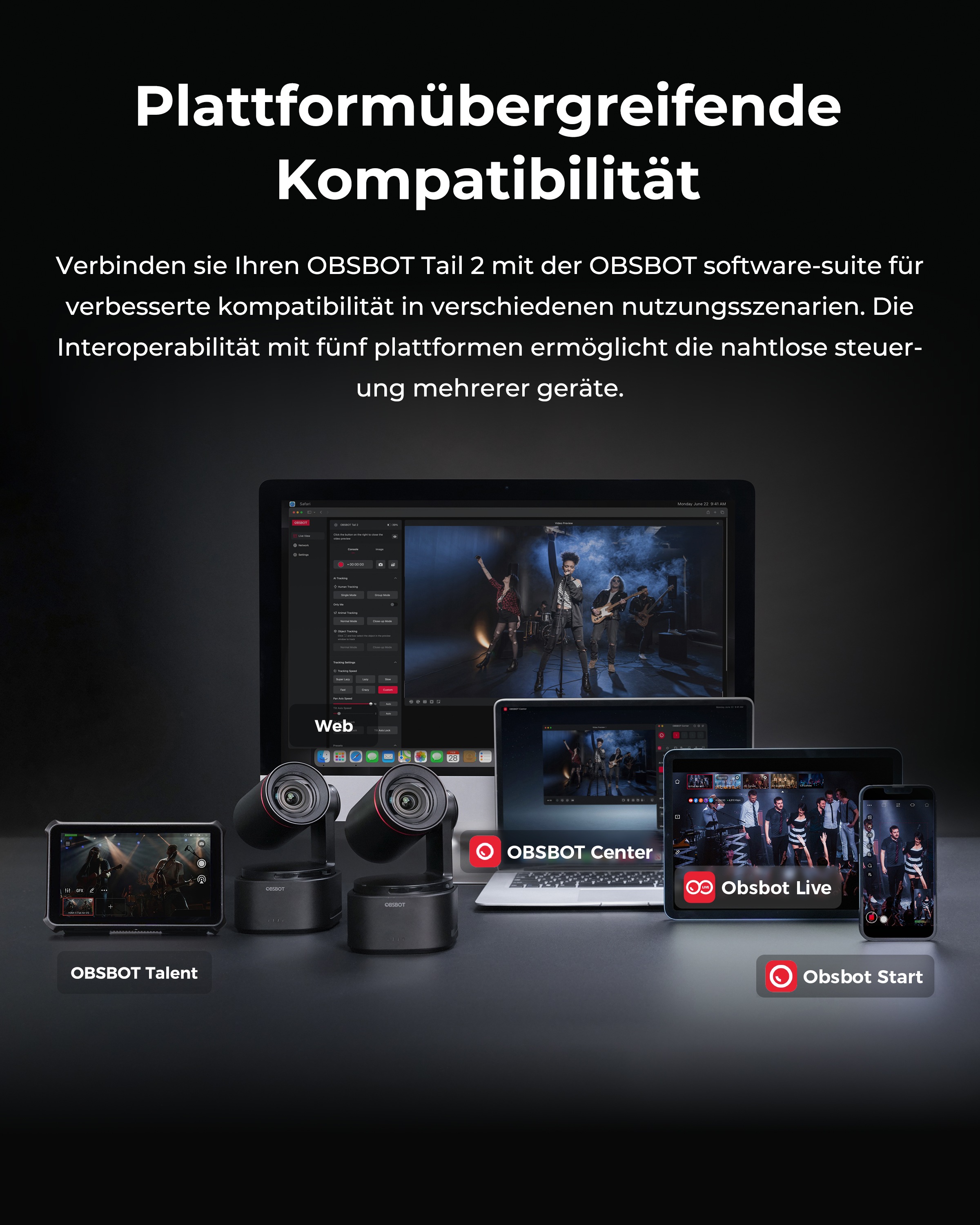 OBSBOT Camcorder »Tail 2« Bluetooth | LAN (Ethernet) 5 fachx opt. Zoom