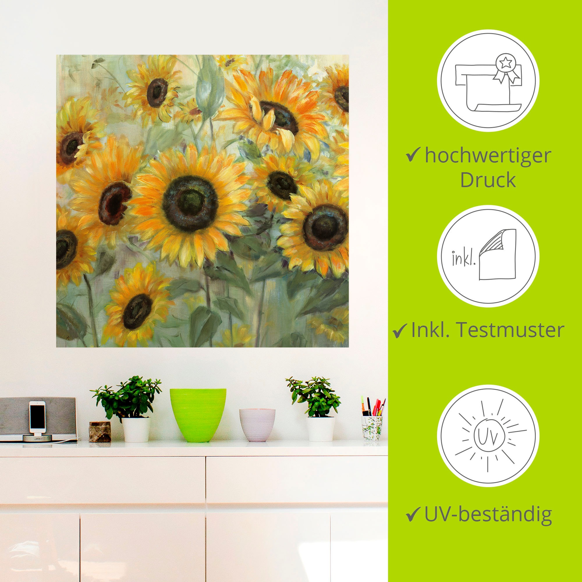 Artland Wandbild »Sonnenblumenwiese«, Blumen, (1 St.), als Leinwandbild, Wandaufkleber in verschied. Grössen