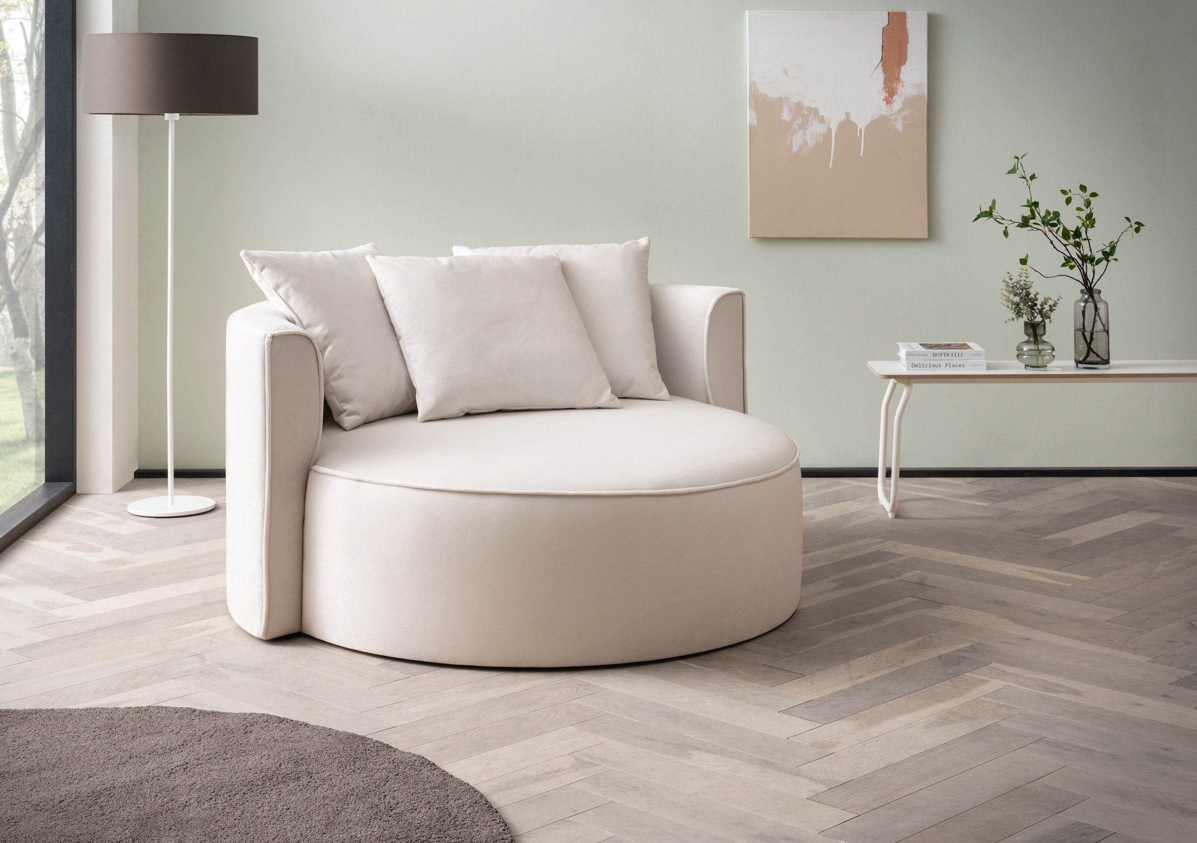 LeGer Home by Lena Gercke XXL-Sessel »Isalie, Lesesessel, Loveseat, inklusive Zierkissen«, extra grosse Sitzfläche, optional mit Hocker, moderne Farben