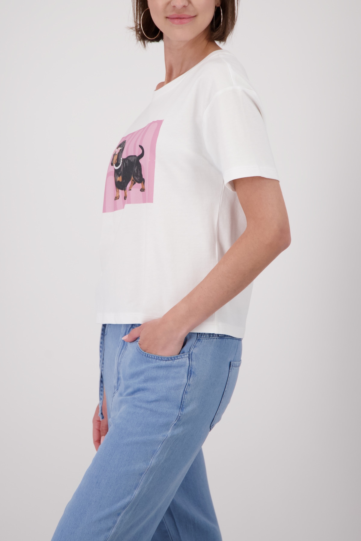 Monari Shirt à col rond »Shirt Dackel« avec impression frontale