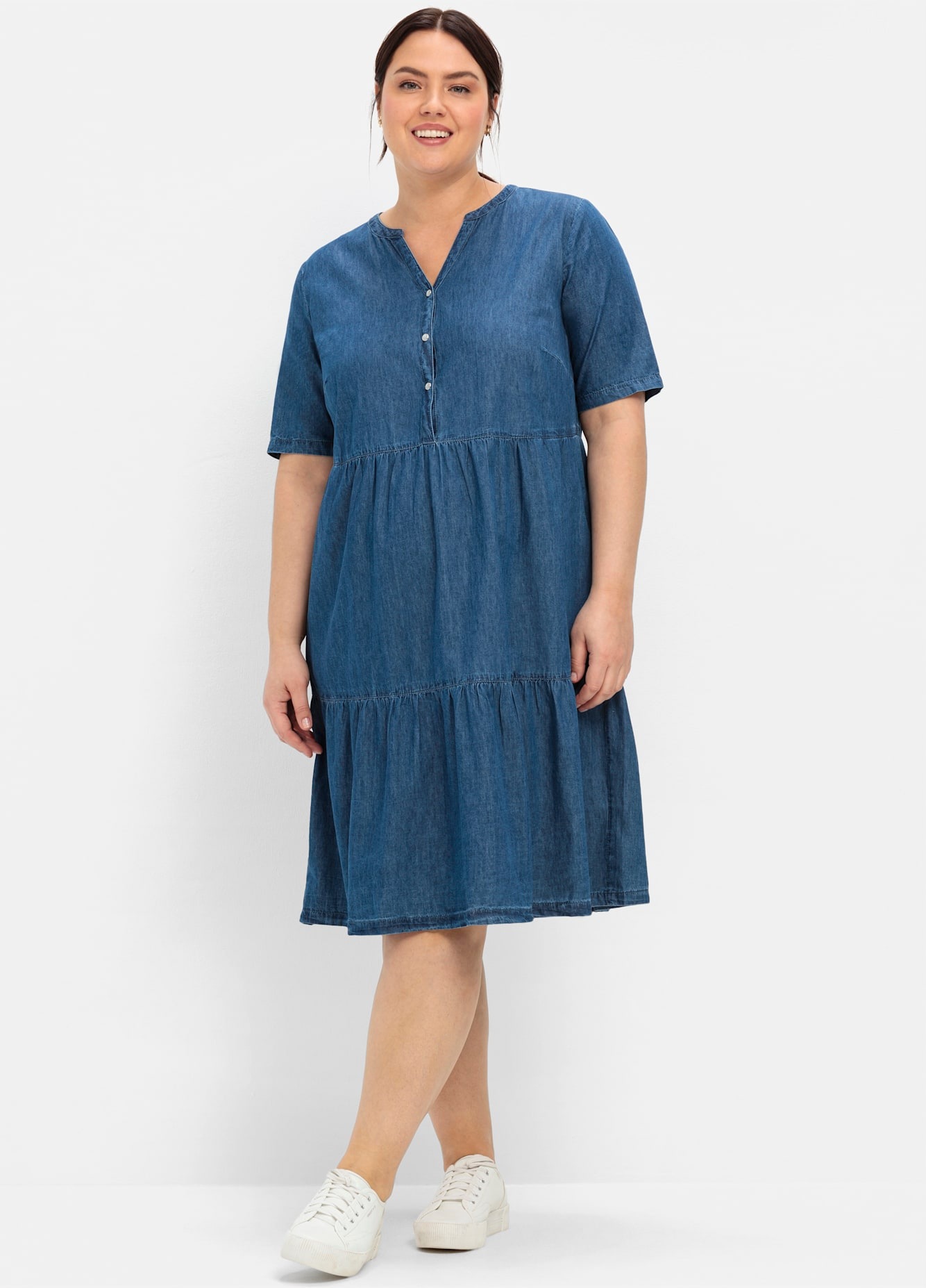 Image of Sheego Jeanskleid "Jeanskleid" Eingrifftaschen