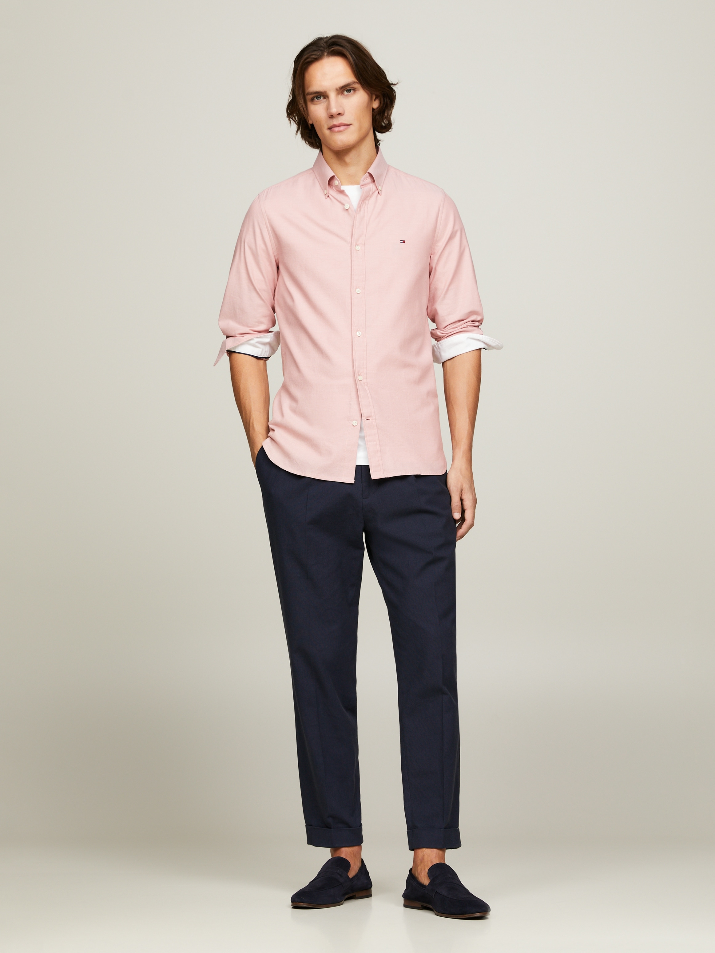 Tommy Hilfiger Langarmhemd »FLEX DOBBY Slim Fit SHIRT« mit Knopfleiste