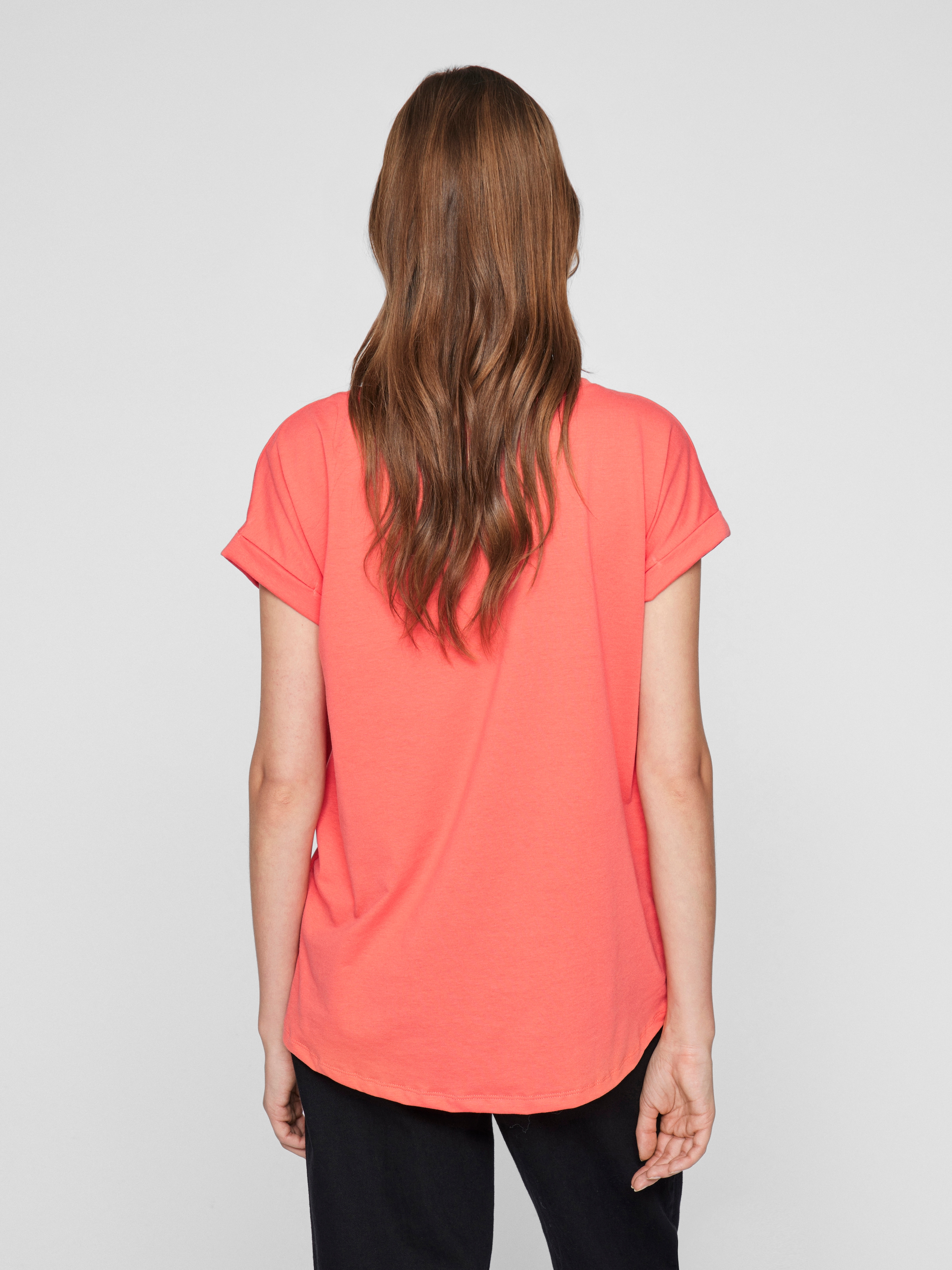 Vila Rundhalsshirt »VIDREAMERS NEW PURE T-SHIRT/SU-NOOS«, Basic Damen-T-Shirt mit Rundhalsausschnitt und umgeschlagenen Ärmeln