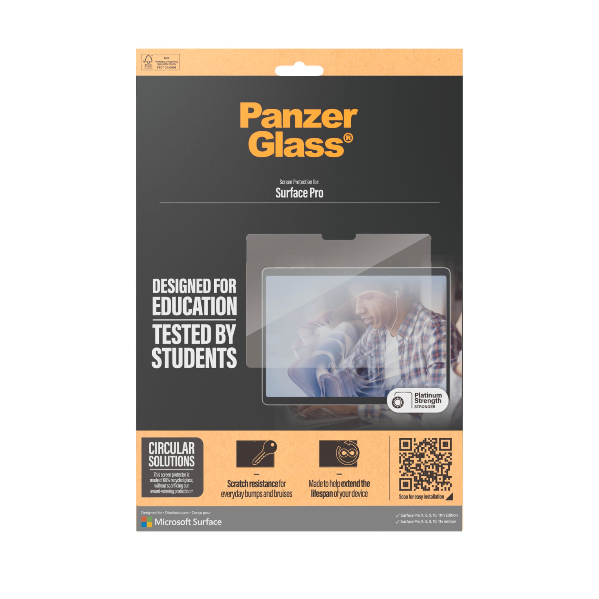 CARE by PanzerGlass Displayschutzfolie »Screen Protector« für Microsoft Surface Pro X;Microsoft Surface Pro 8/9/10/11 Displayschutz, Schutzfolie, Blickschutz, kratz- & stossfest