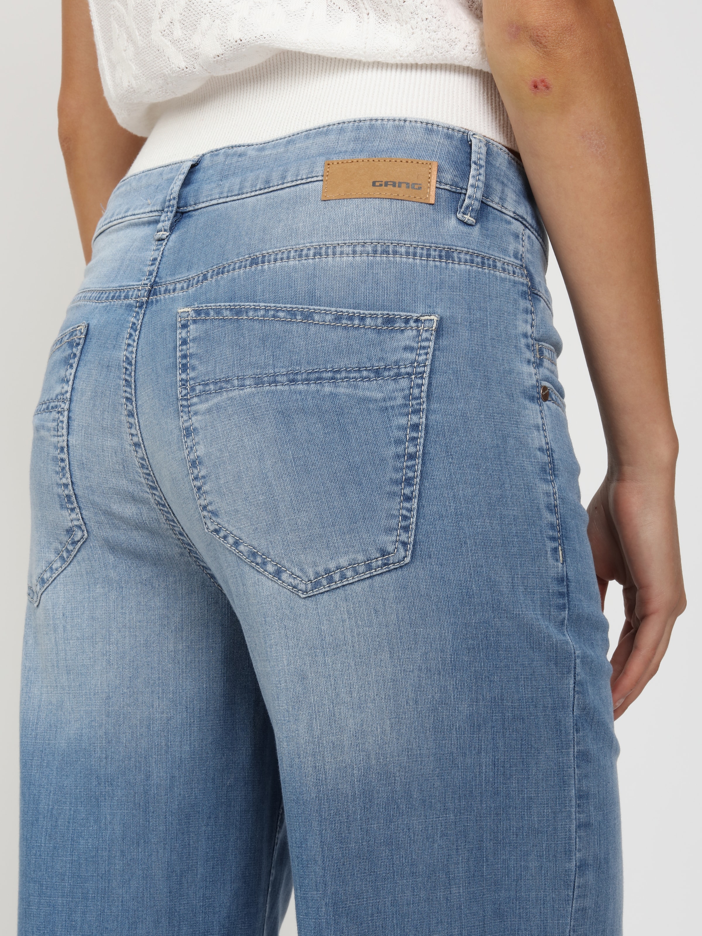 GANG Jeans large »94CARA« denim clair avec double ceinture