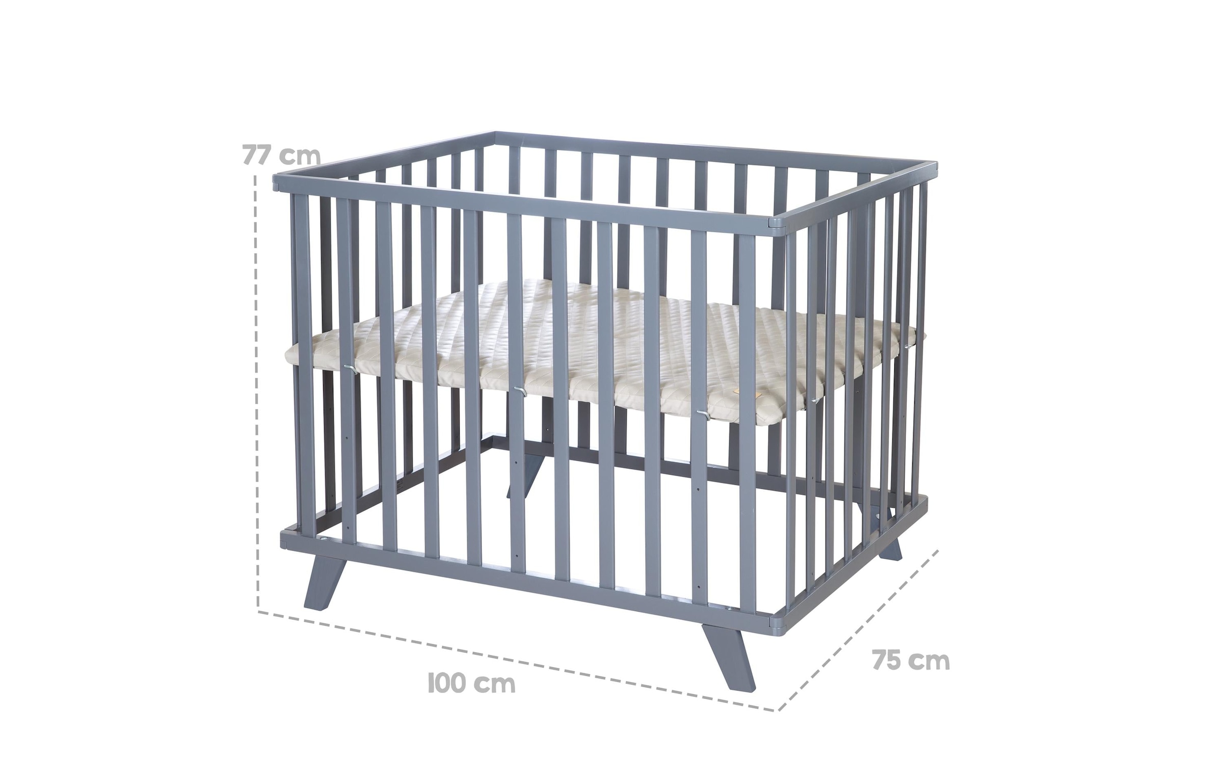 roba® Parc pour bébé »Laufgitter Holz anthrazit 75 x 100 cm höhenverstellbar«