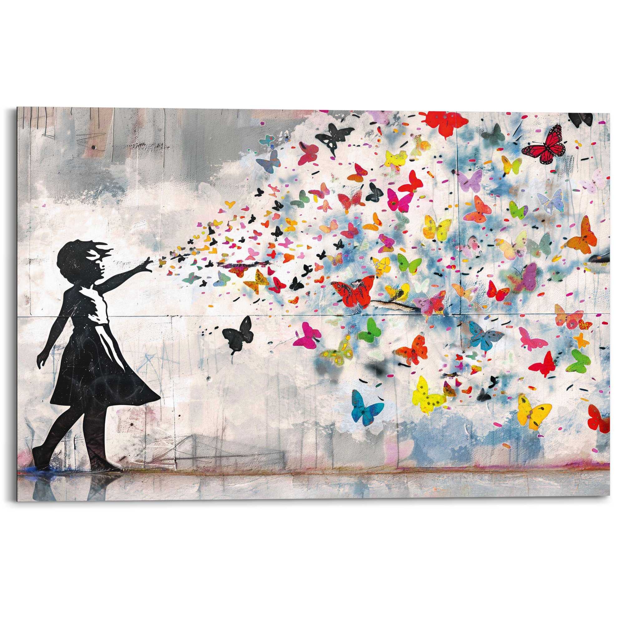 Image of Reinders Deco-Panel "Streetart-Schmetterlinge" Teenager Zimmer - Mehrfarbig - MDF - Street Art - 90x60 cm