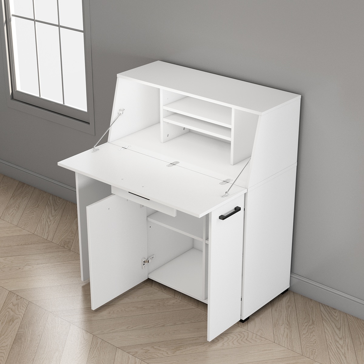 GOODproduct Secrétaire »Moid, Home-Office-Schreibtisch,« viele Stauraummöglichkeiten, kompaktes & modernes Design, B. 88,5 cm