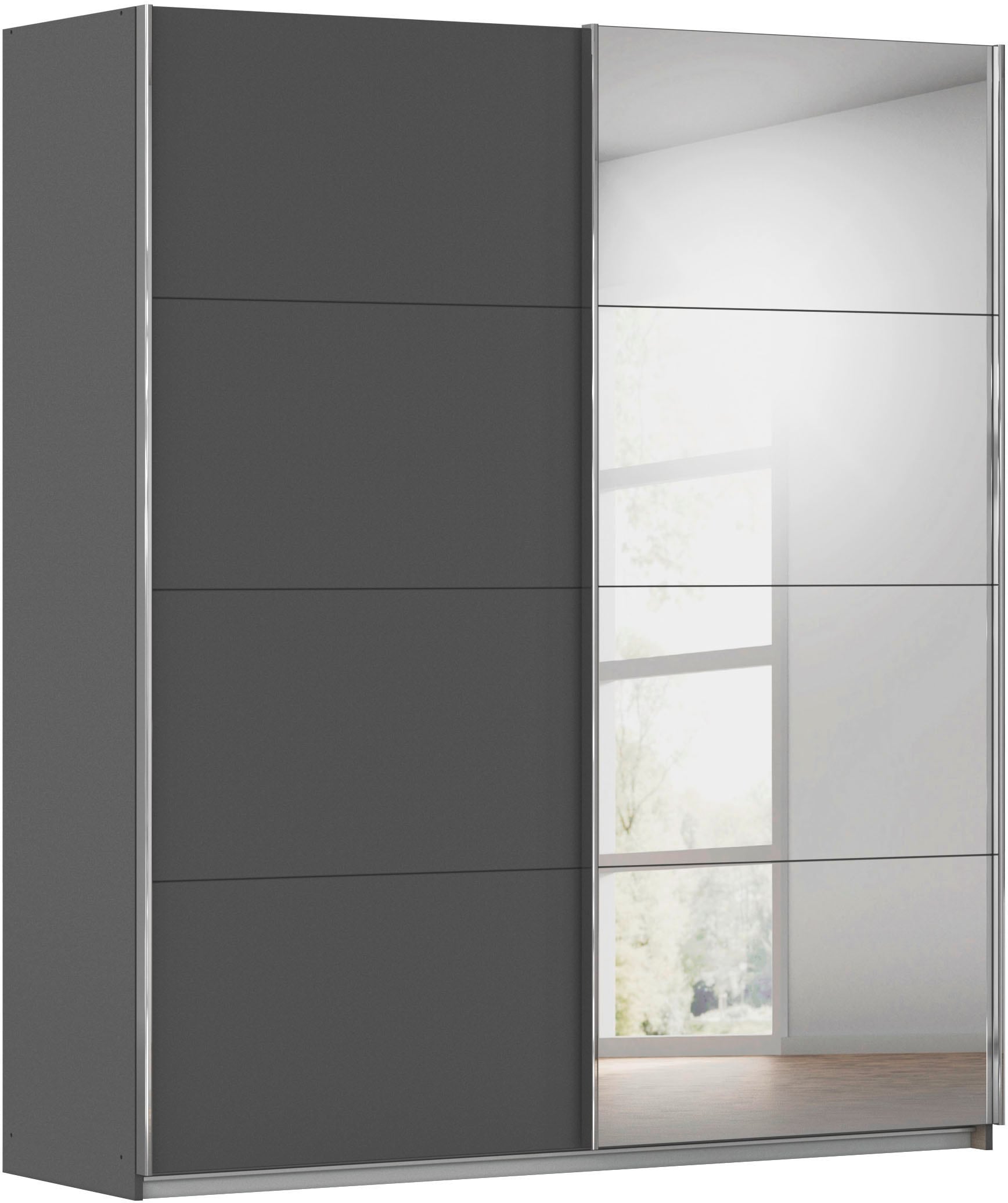 rauch Schwebetürenschrank »Kleiderschrank Schrank Ankleide Garderobe Schlafzimmerschrank MOITA« Breiten: 181/226/271 cm, Höhe 210 cm,  mit Spiegel und Metallgriffleisten in Alu MADE IN GERMANY