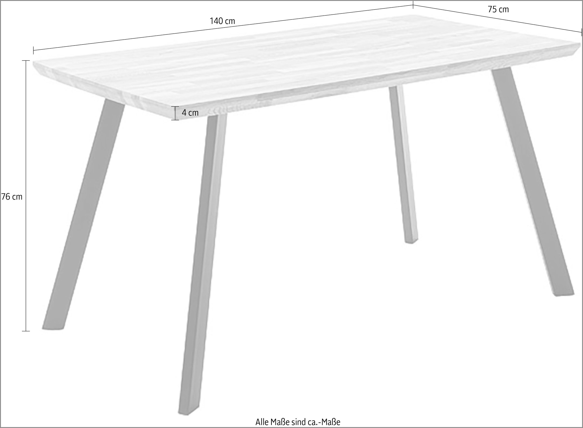 MCA living Esstisch »Zeballos, TOPSELLER!«, (1 St., Holztisch), Tischplatte aus Zerreiche, Schweizer Kante, belastbar bis 100 Kg