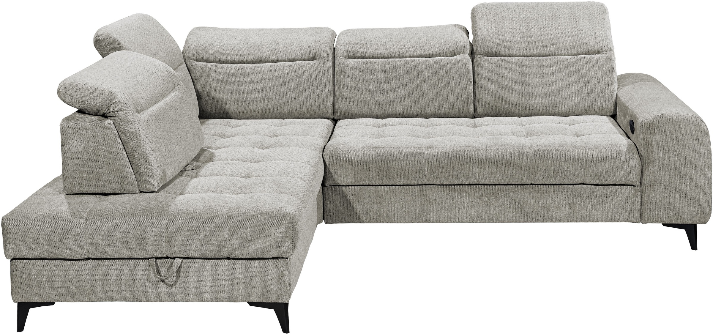 ED EXCITING DESIGN Canapé d'angle »Rockdale L-Form mit Bettfunktion, Bettkasten« Kopfteilverstellung, Sitztiefenverstellung & USB-Port